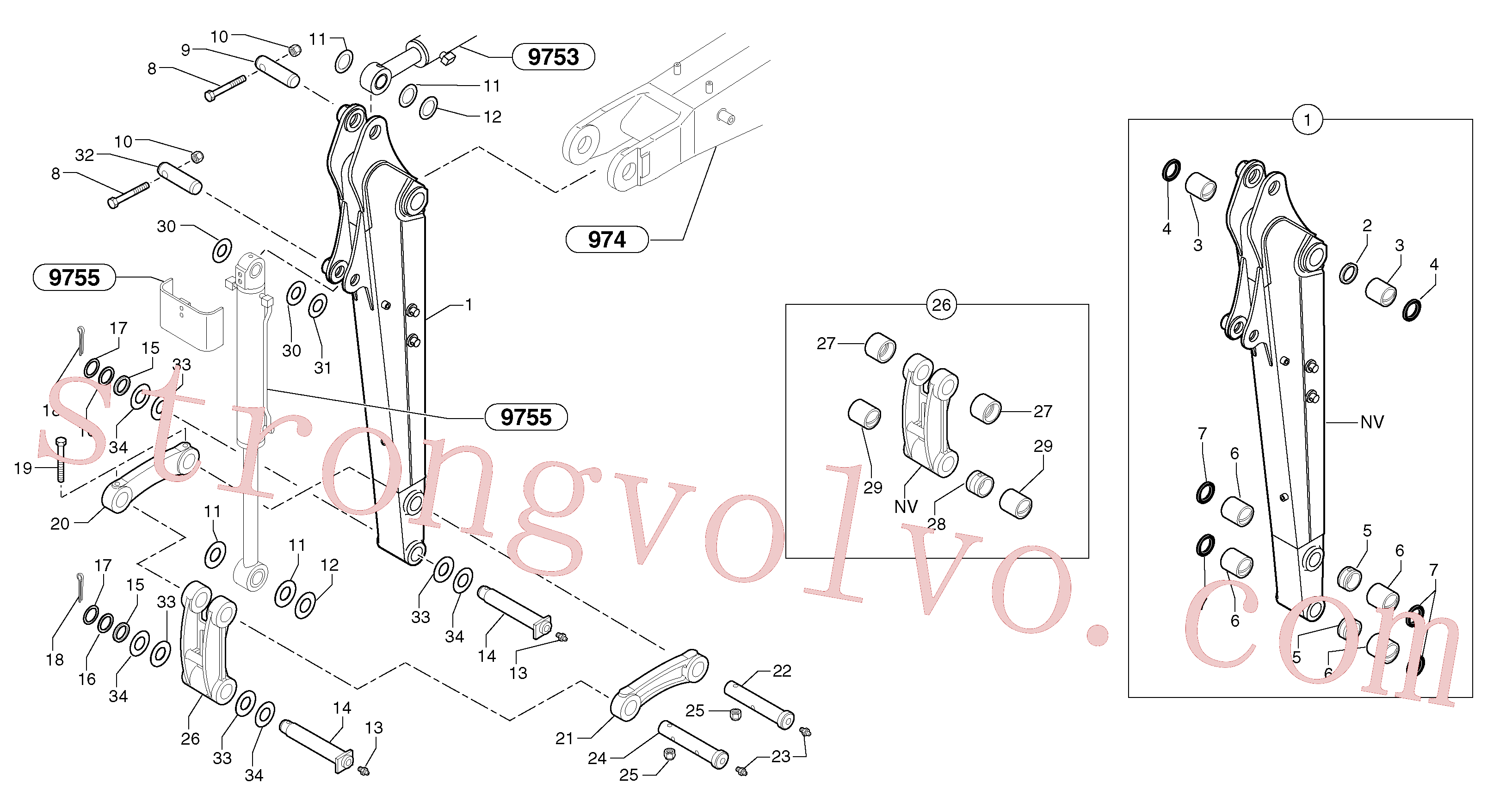 PJ5540115 Volvo Braço de afundamento(975Y1 Montagem)