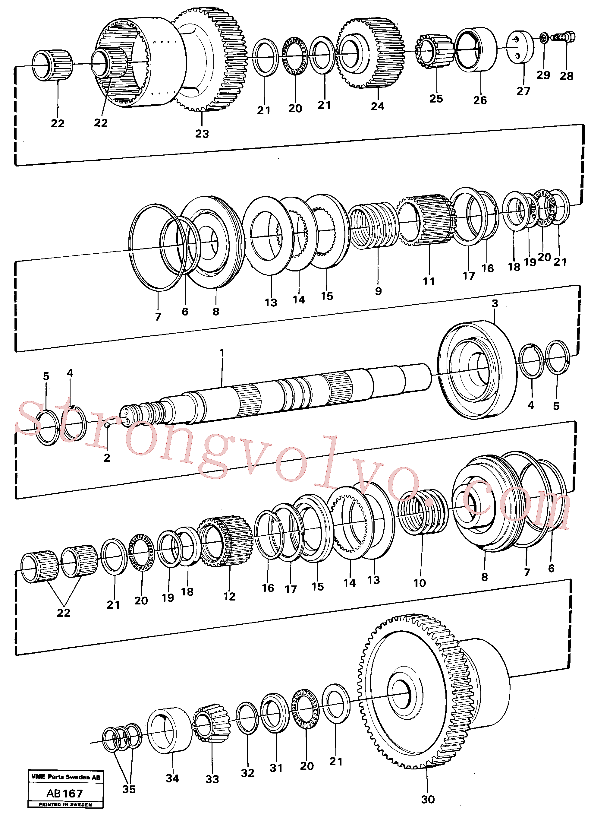 China Made VOE184434 Rolamento de rolos, Cone Volvo Acessórios para escavadeira