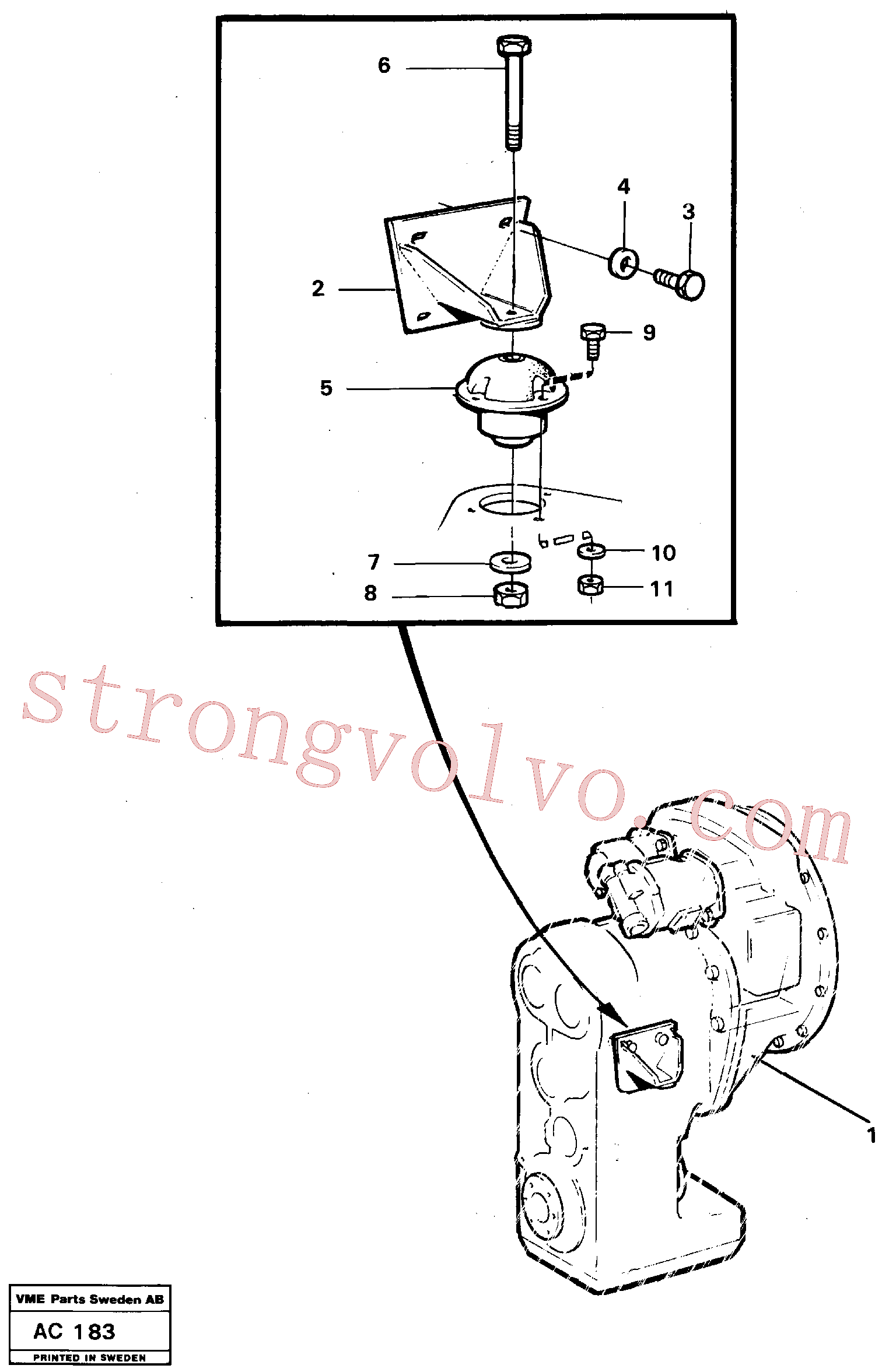 VOE955398 Volvo Corpo da caixa de engrenagem com peça de adaptação(AC183 Montagem)