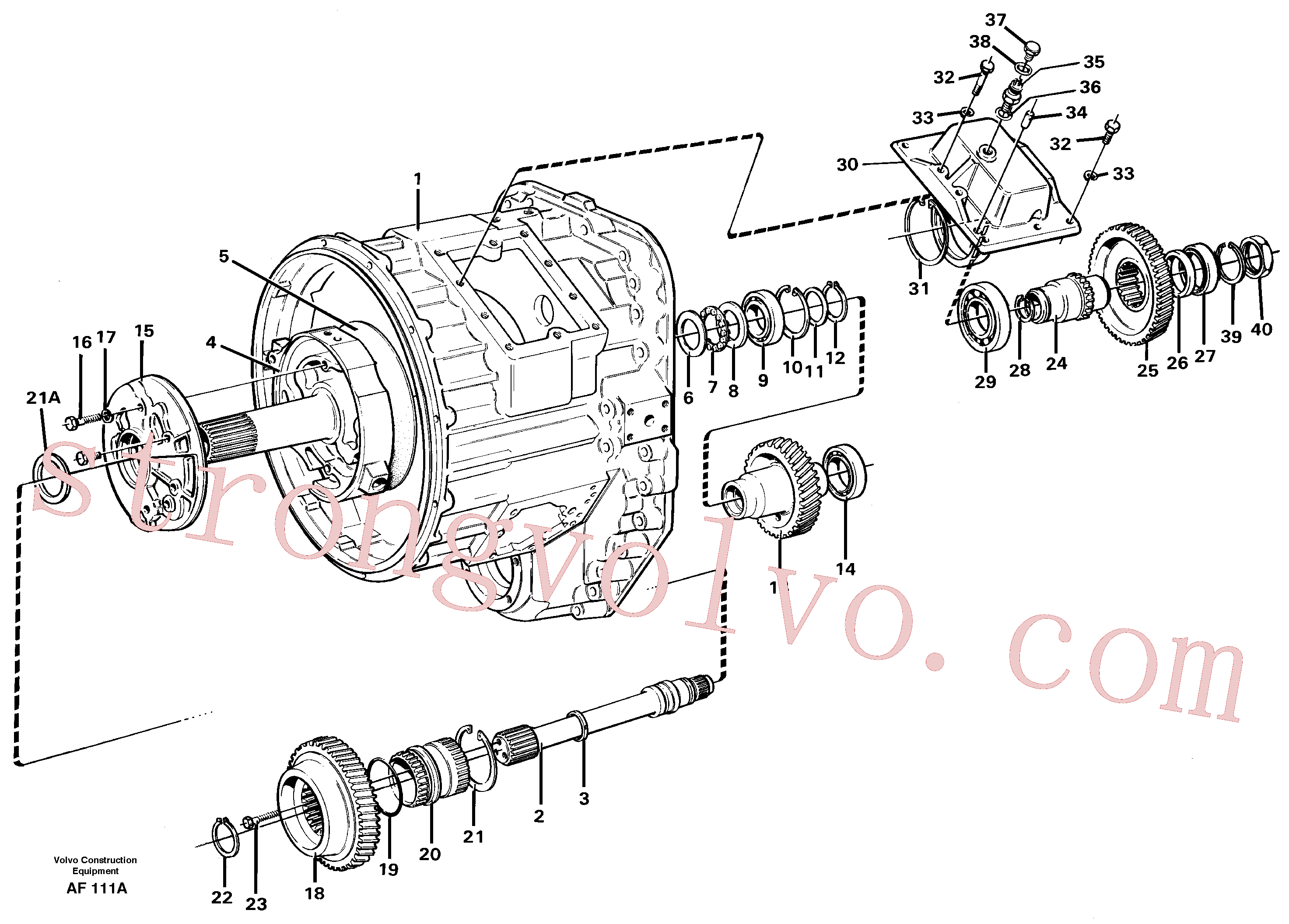 VOE925077 Volvo Alojamento do conversor, engrenagens e veios(AF111A Montagem)