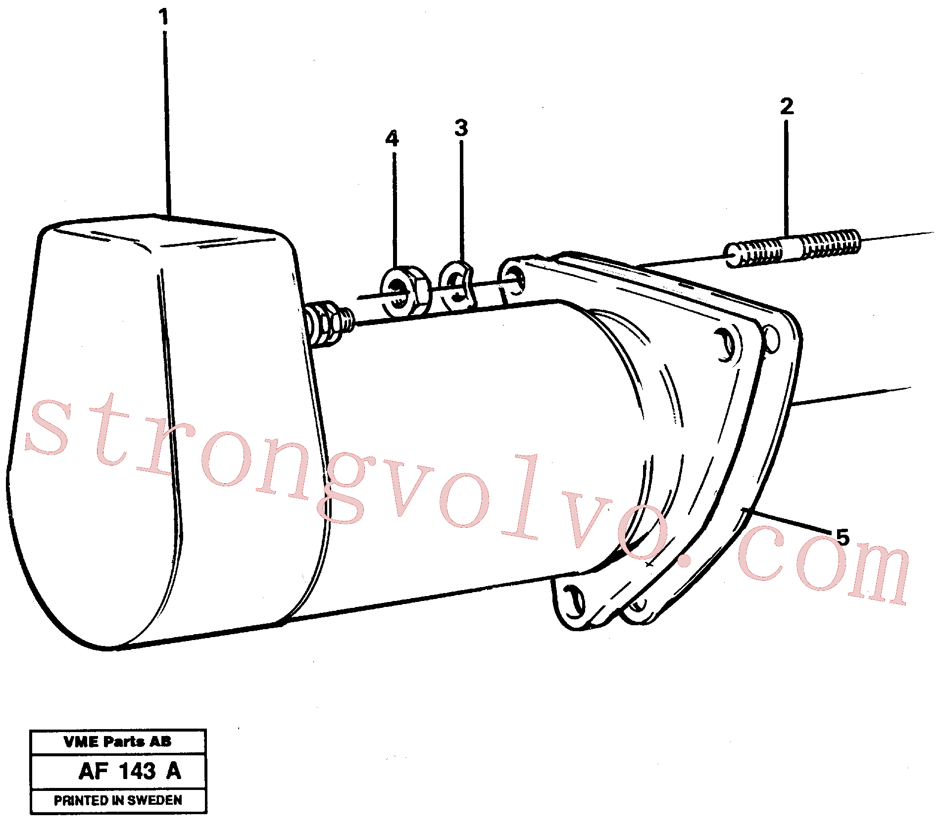 VOE955827 Volvo Motor de arranque com detalhes de montagem(AF143A Montagem)
