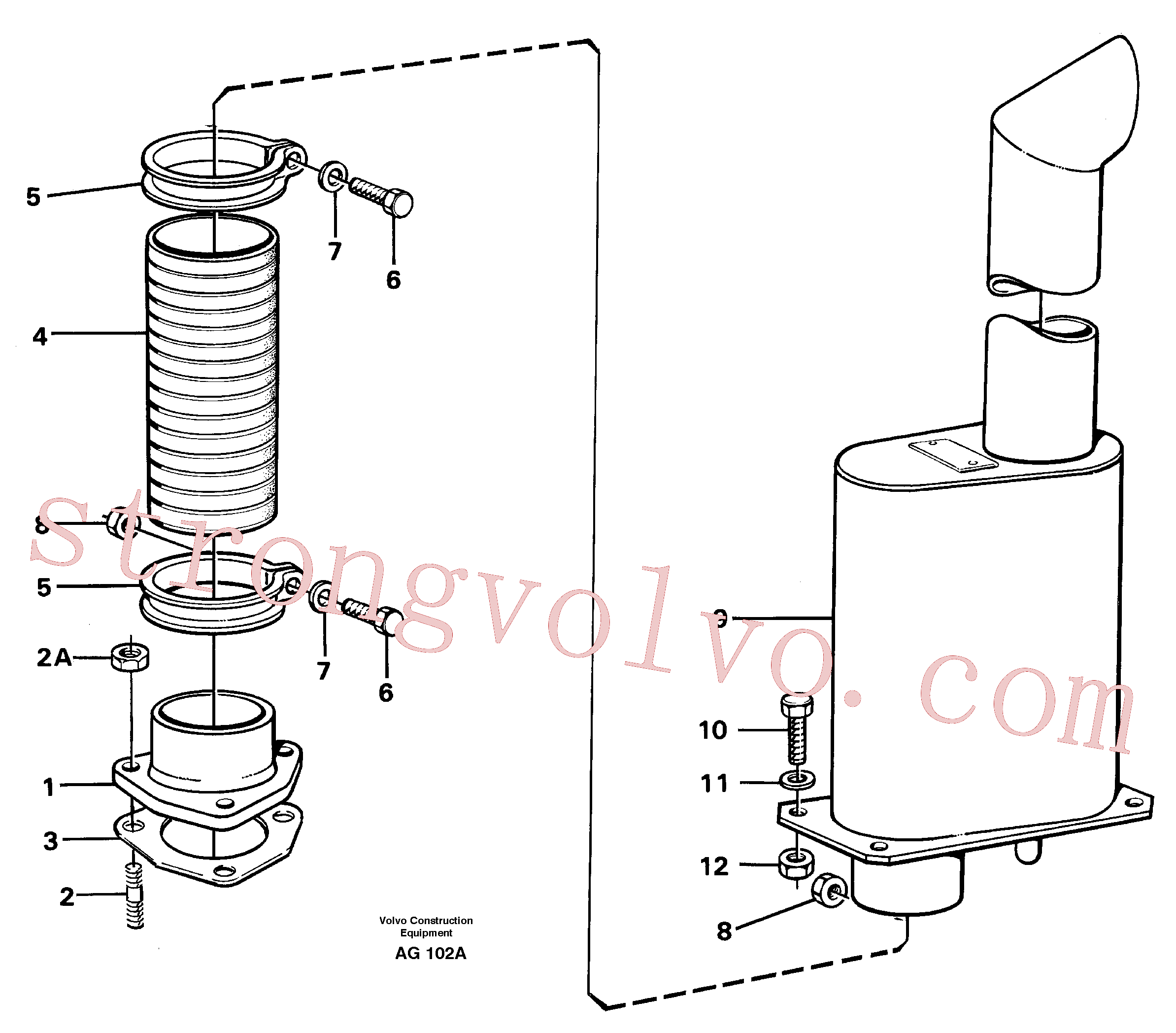 VOE4804826 Volvo Sistema de escape(AG102A Montagem)