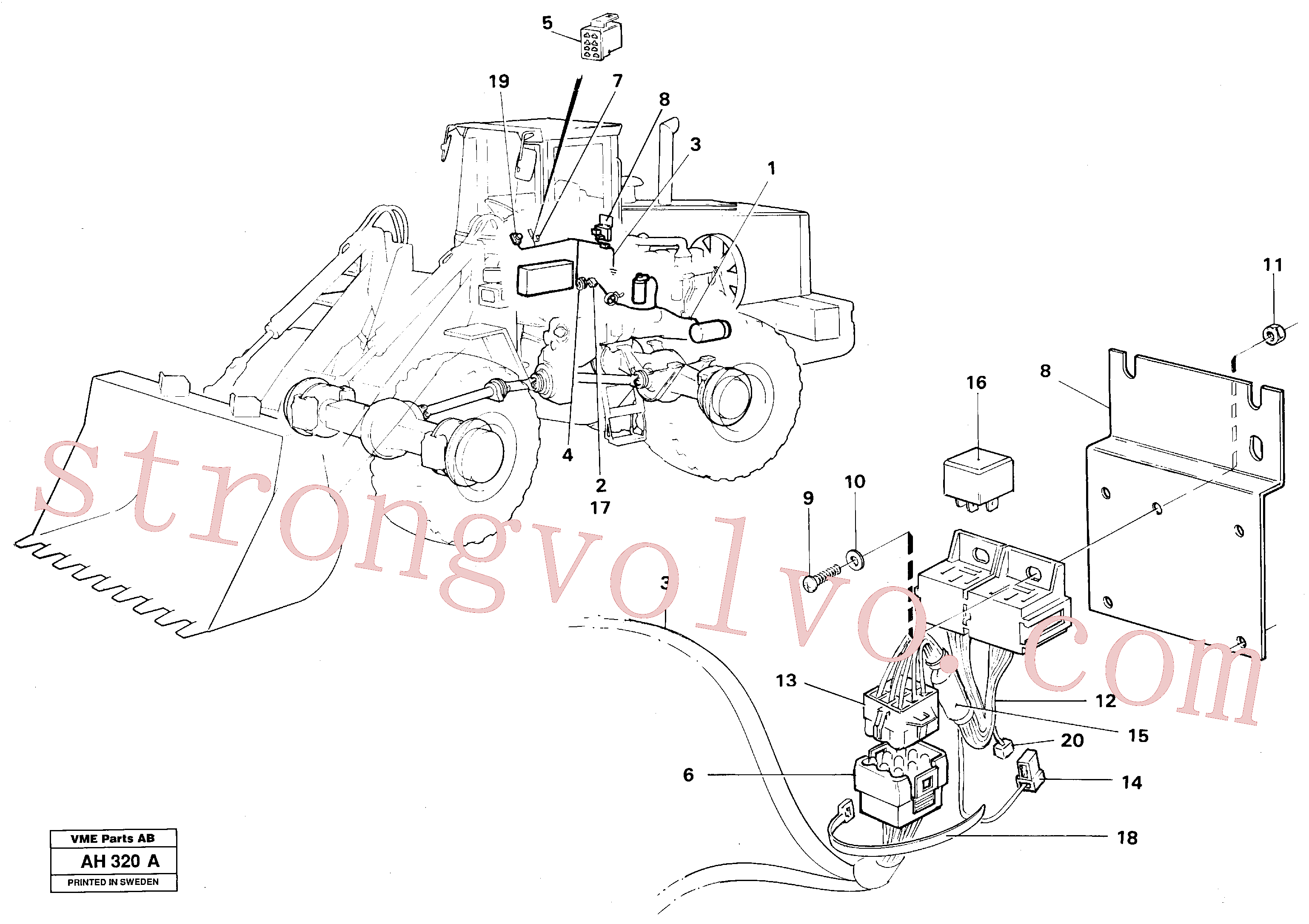 VOE1259829 Alojamento do pino, Alojamento de pino Volvo escavadeira