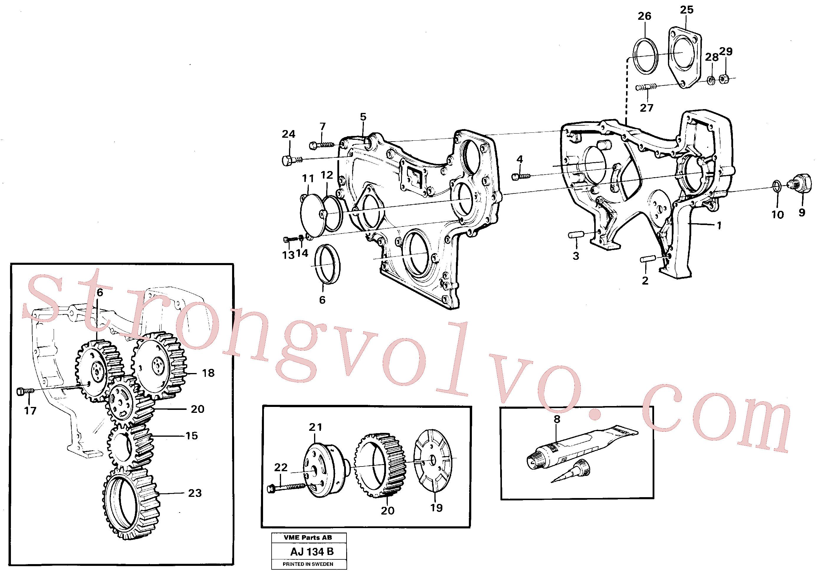 VOE971073 Porca sextavada Volvo escavadeira
