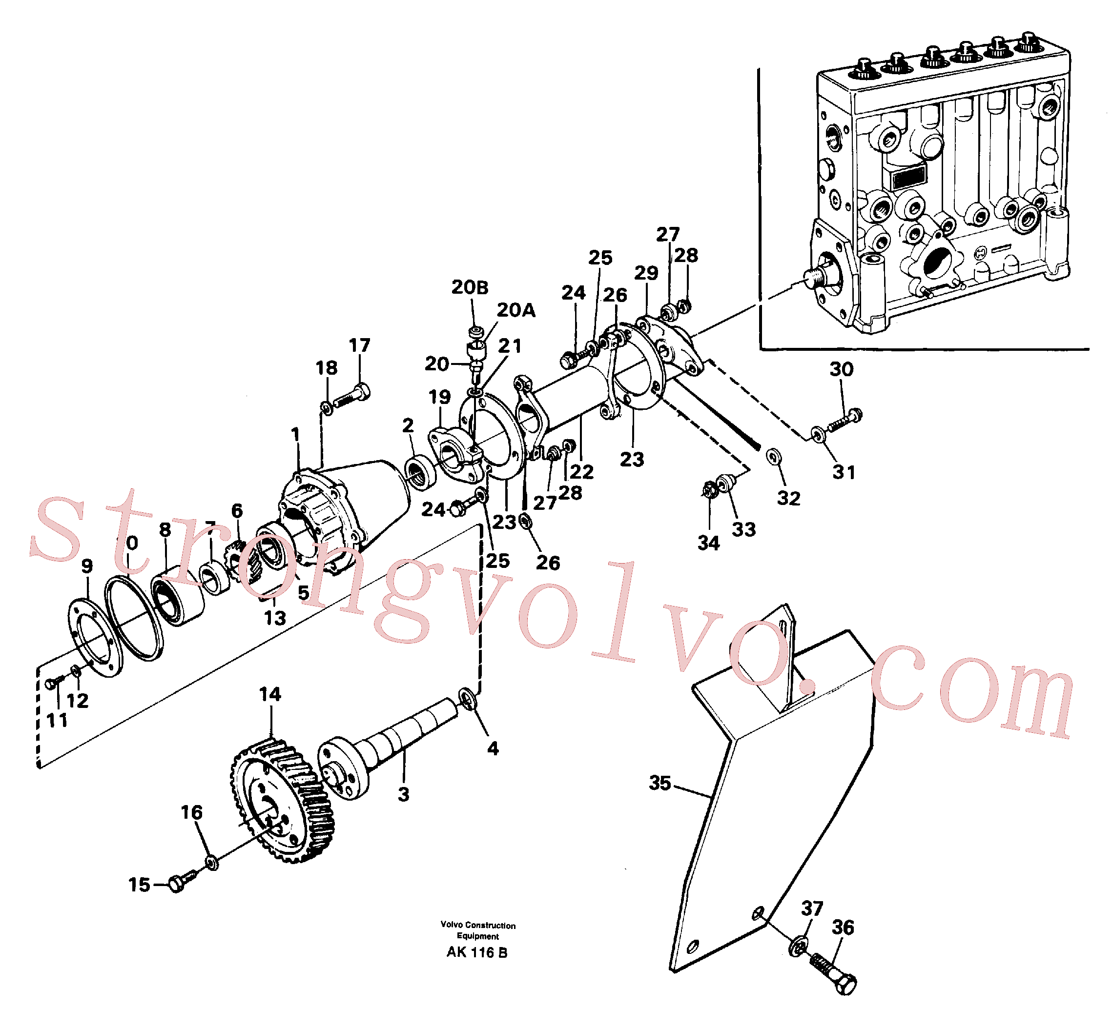 VOE963245 Volvo Accionamento da bomba(AK116B Montagem)