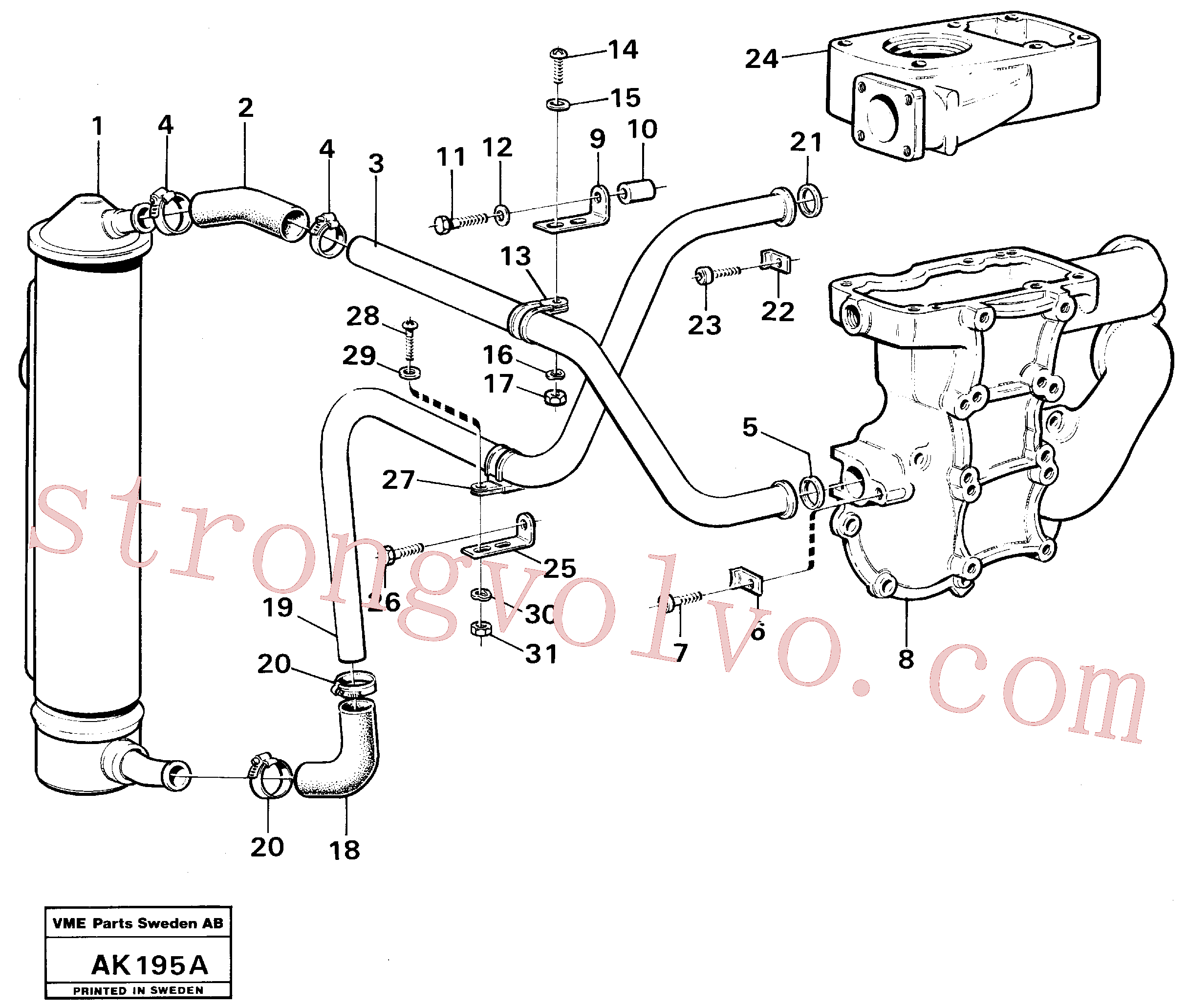 VOE468706 Volvo Arrefecedor de óleo com mangueiras(AK195A Montagem)