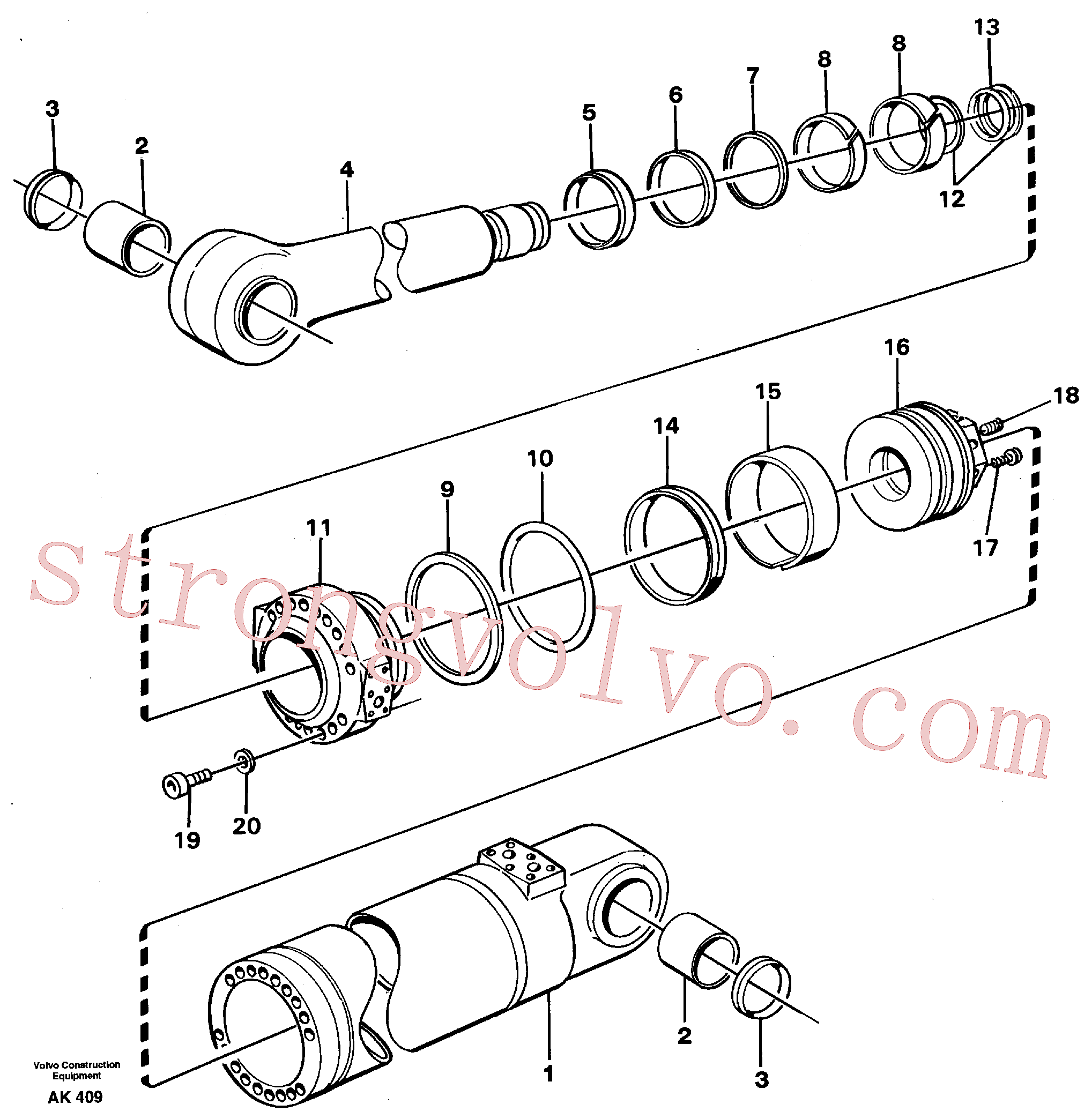 VOE11005105 Volvo Cilindro hidráulico, rotação(AK409 Montagem)