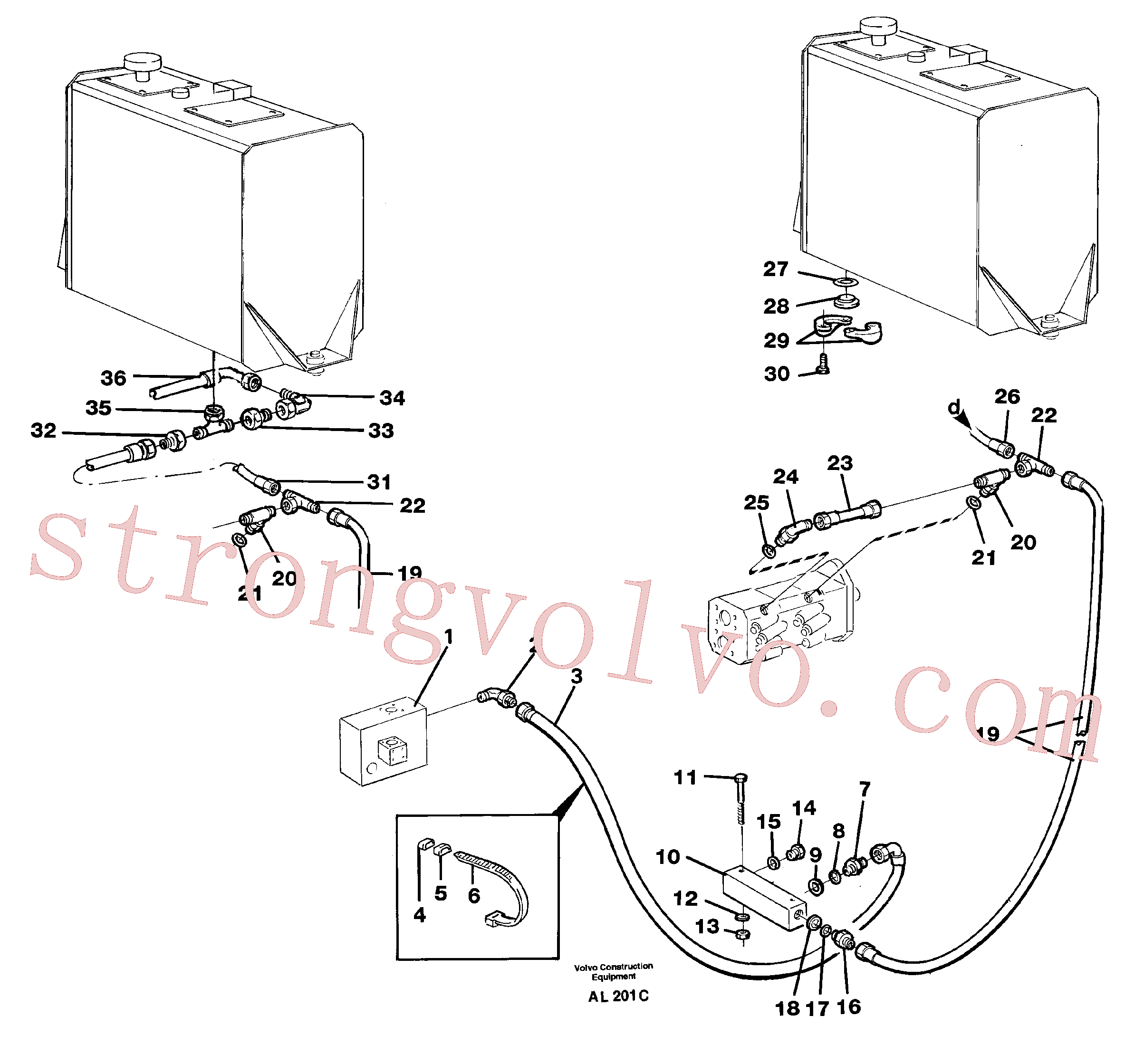 PJ4040250 Volvo Sistema hidráulico: bloco de válvulas - bloco de ligação(AL201C Montagem)