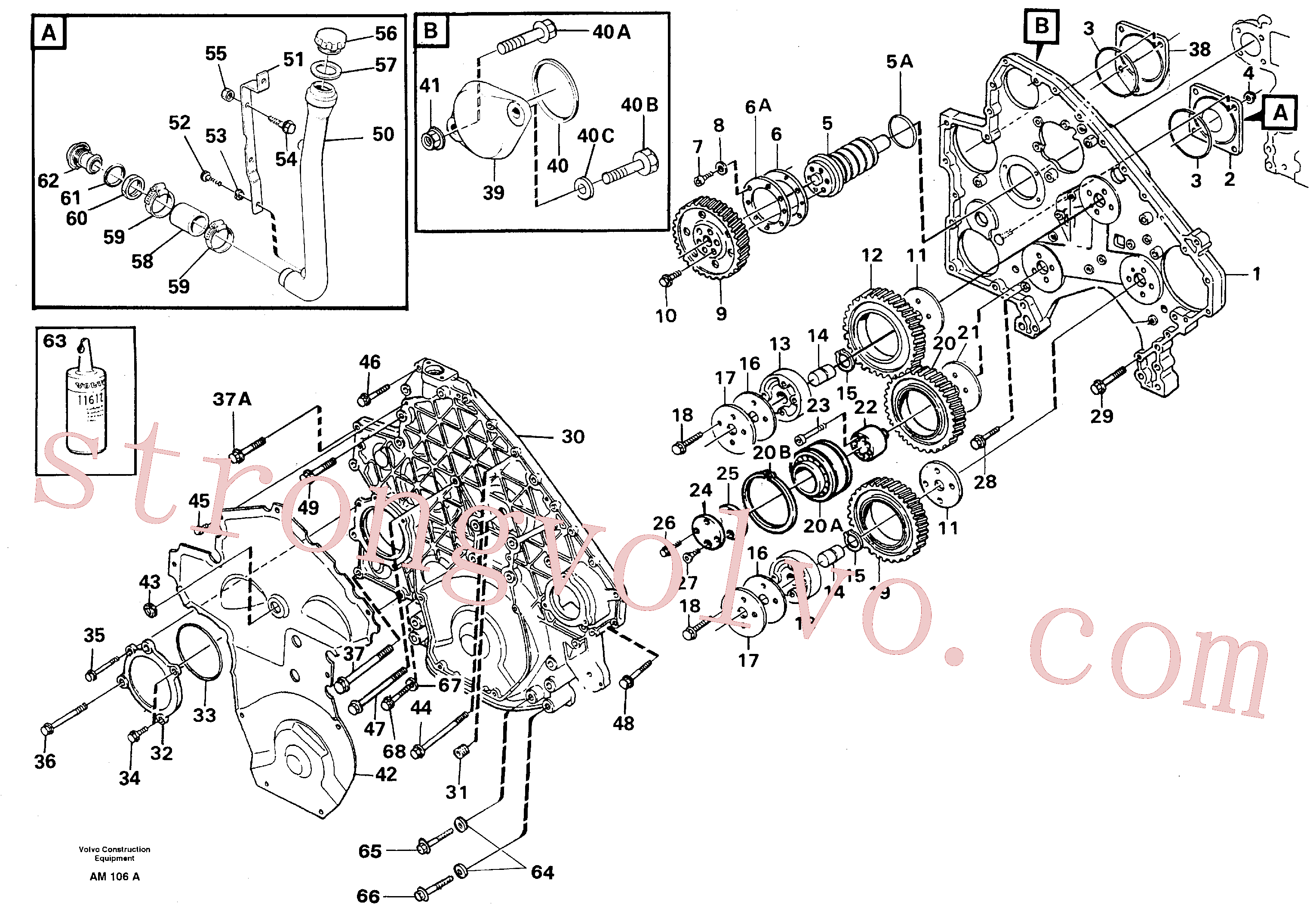 VOE13943467 Volvo Carretos e caixa da engrenagem de distribuição(AM106A Montagem)