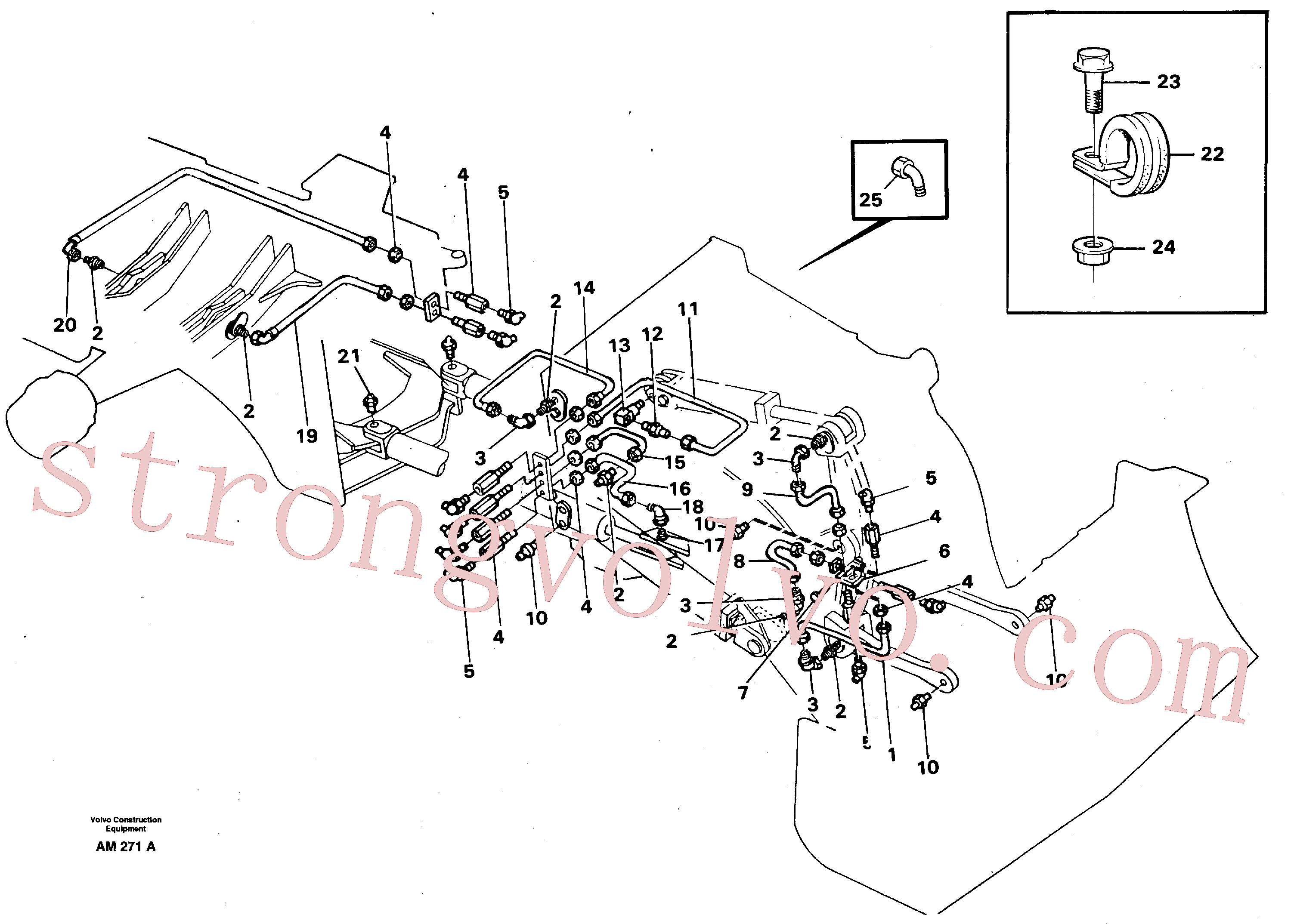 VOE11018445 Volvo Pontos de lubrificação prolongados para sistema do braço de elevação(AM271A Montagem)