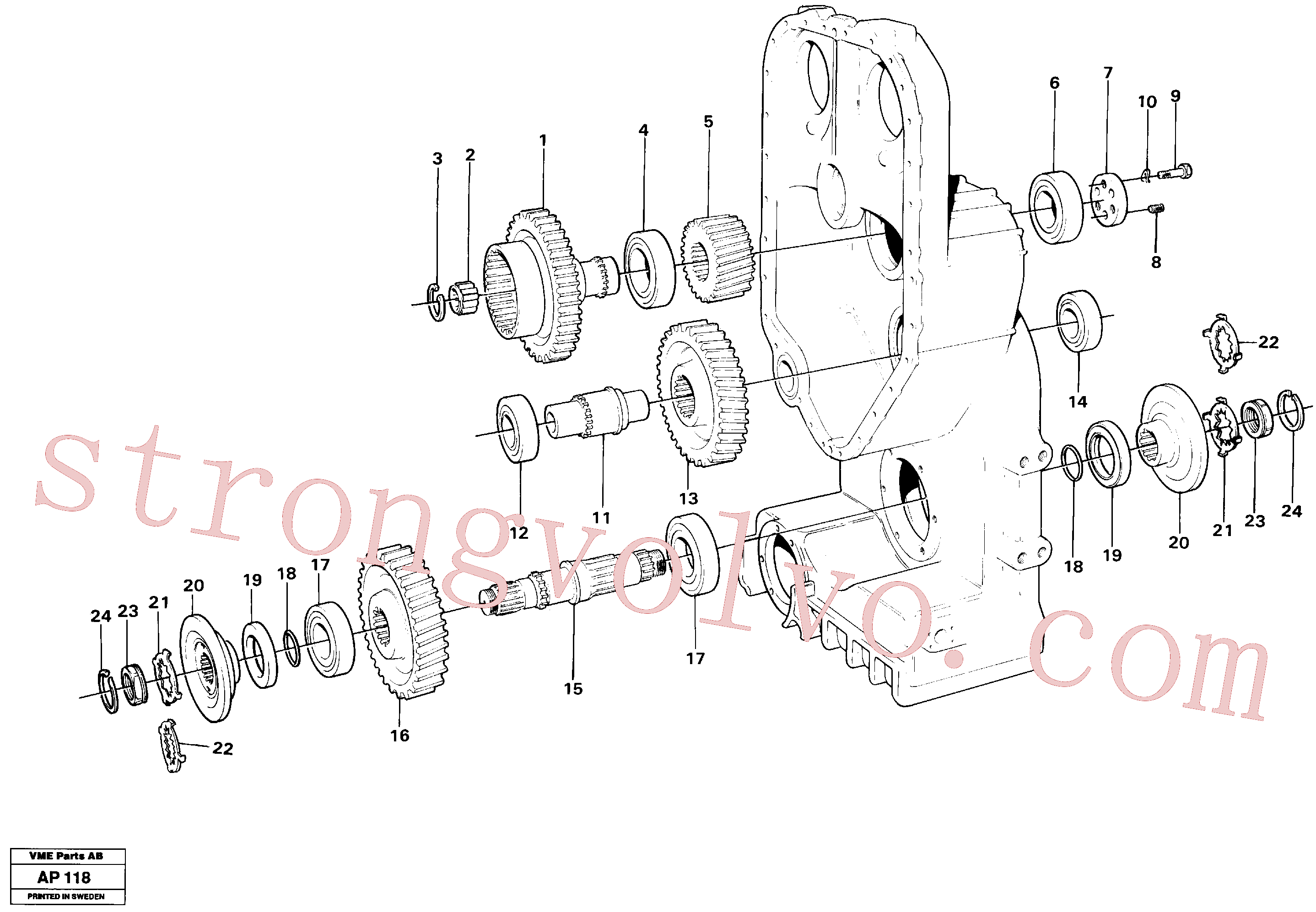 VOE4720923 Volvo Caixa de transferência, engrenagens e veios(AP118 Montagem)