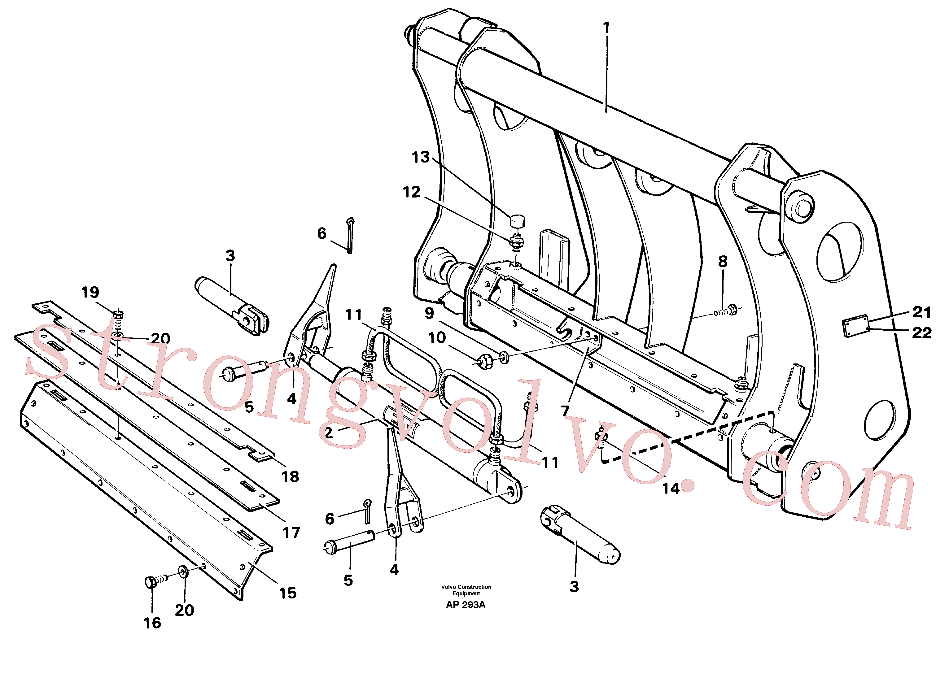 VOE11045750 Volvo Barra de ferramenta., Suporte de implemento(AP293A Montagem)
