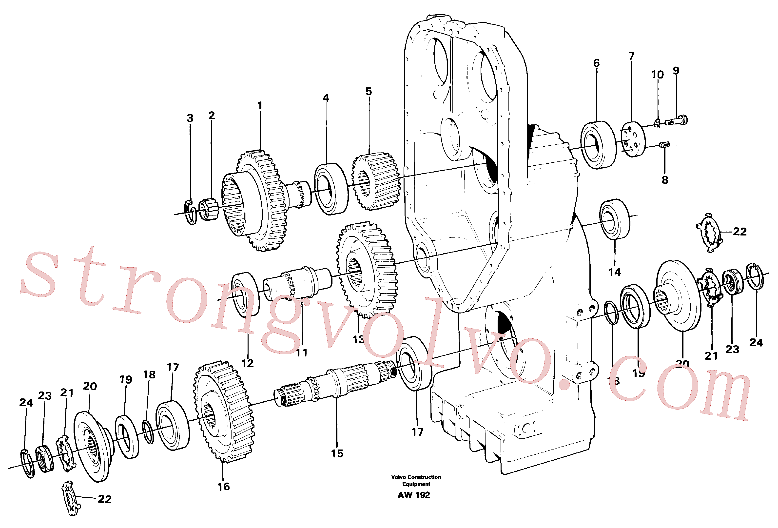 VOE184167 Volvo Caixa de transferência, engrenagens e veios(AW192 Montagem)
