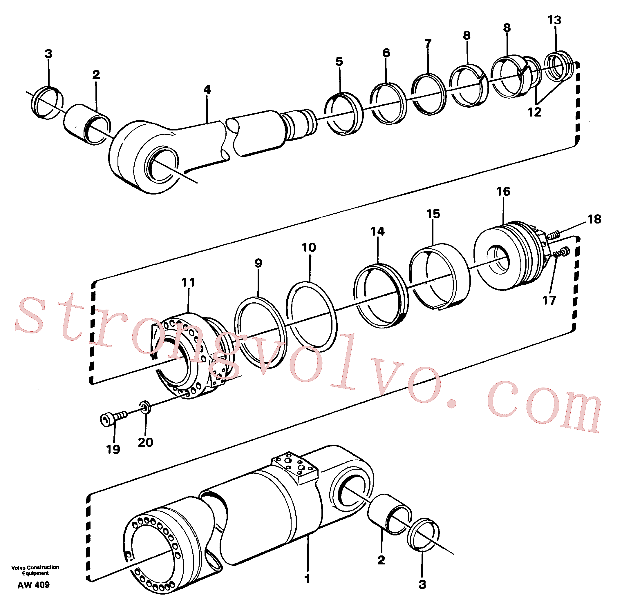 VOE11005105 Volvo Cilindro hidráulico, rotação(AW409 Montagem)