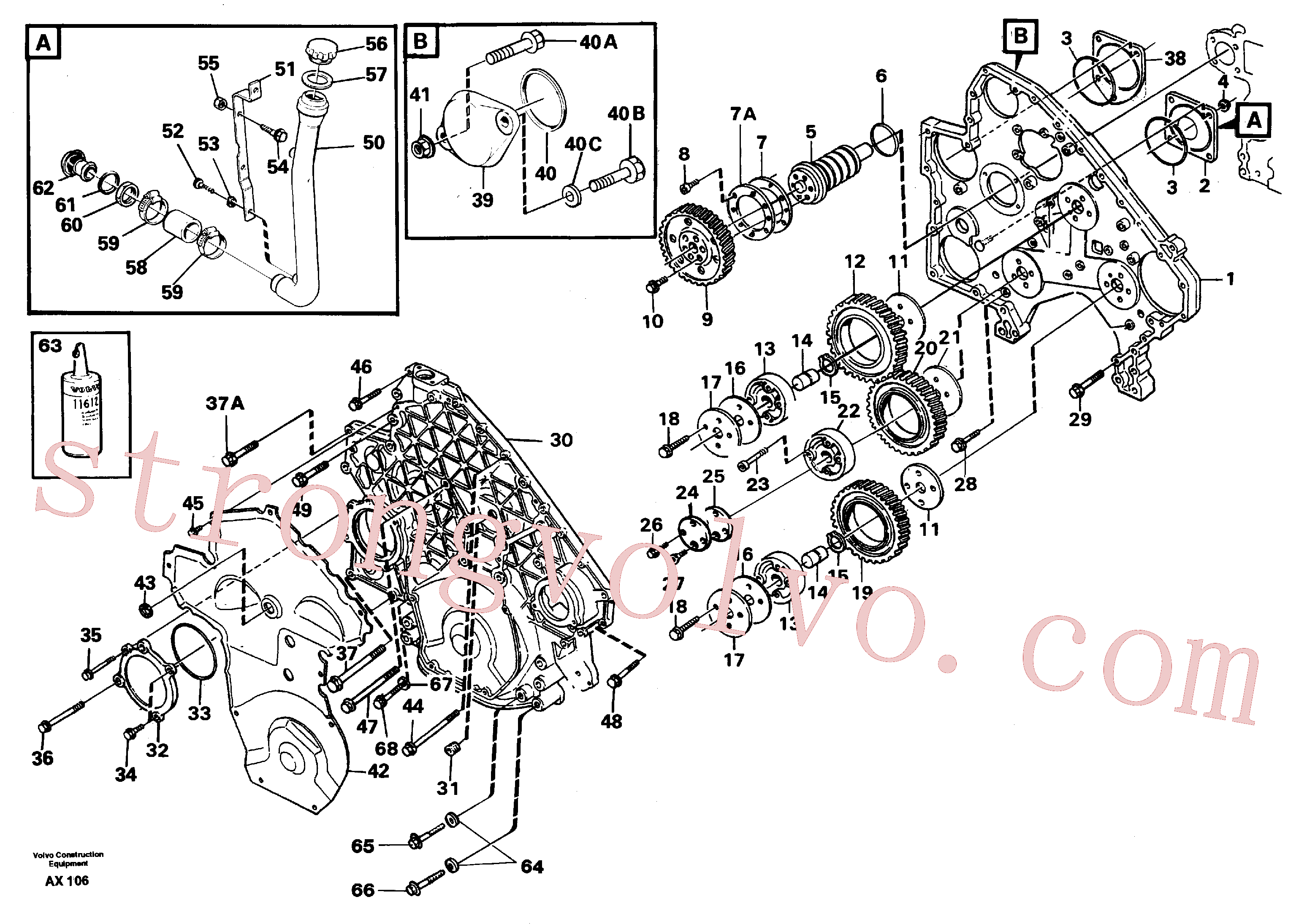 VOE13971010 Volvo Carretos e caixa da engrenagem de distribuição(AX106 Montagem)