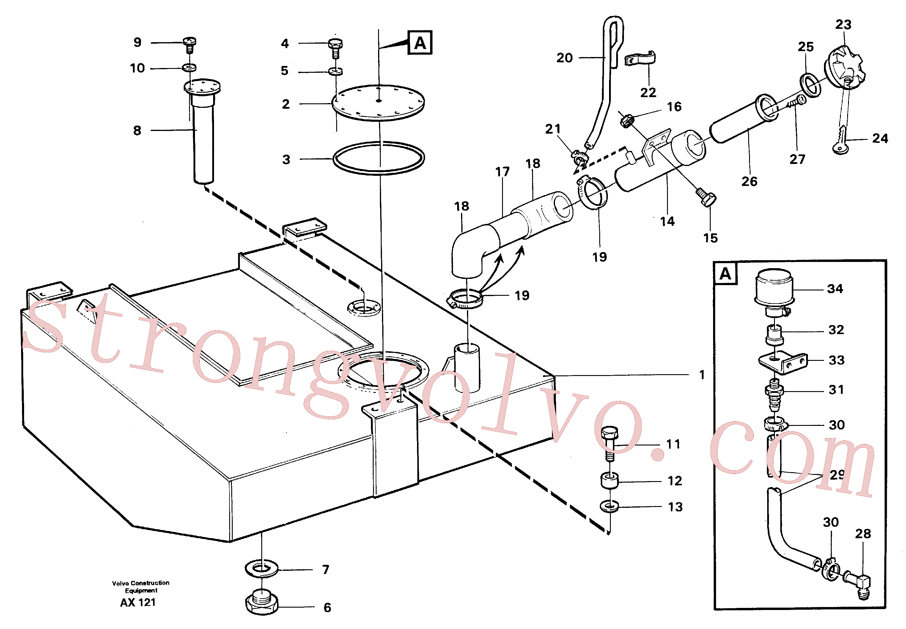 VOE925285 Volvo Depósito de combustível com acessórios(AX121 Montagem)
