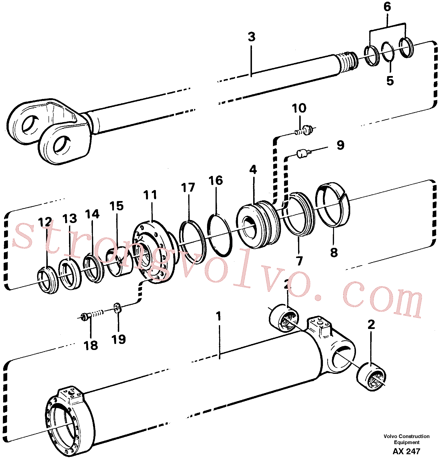 VOE11707904 Volvo Cilindro hidráulico, elevação(AX247 Montagem)