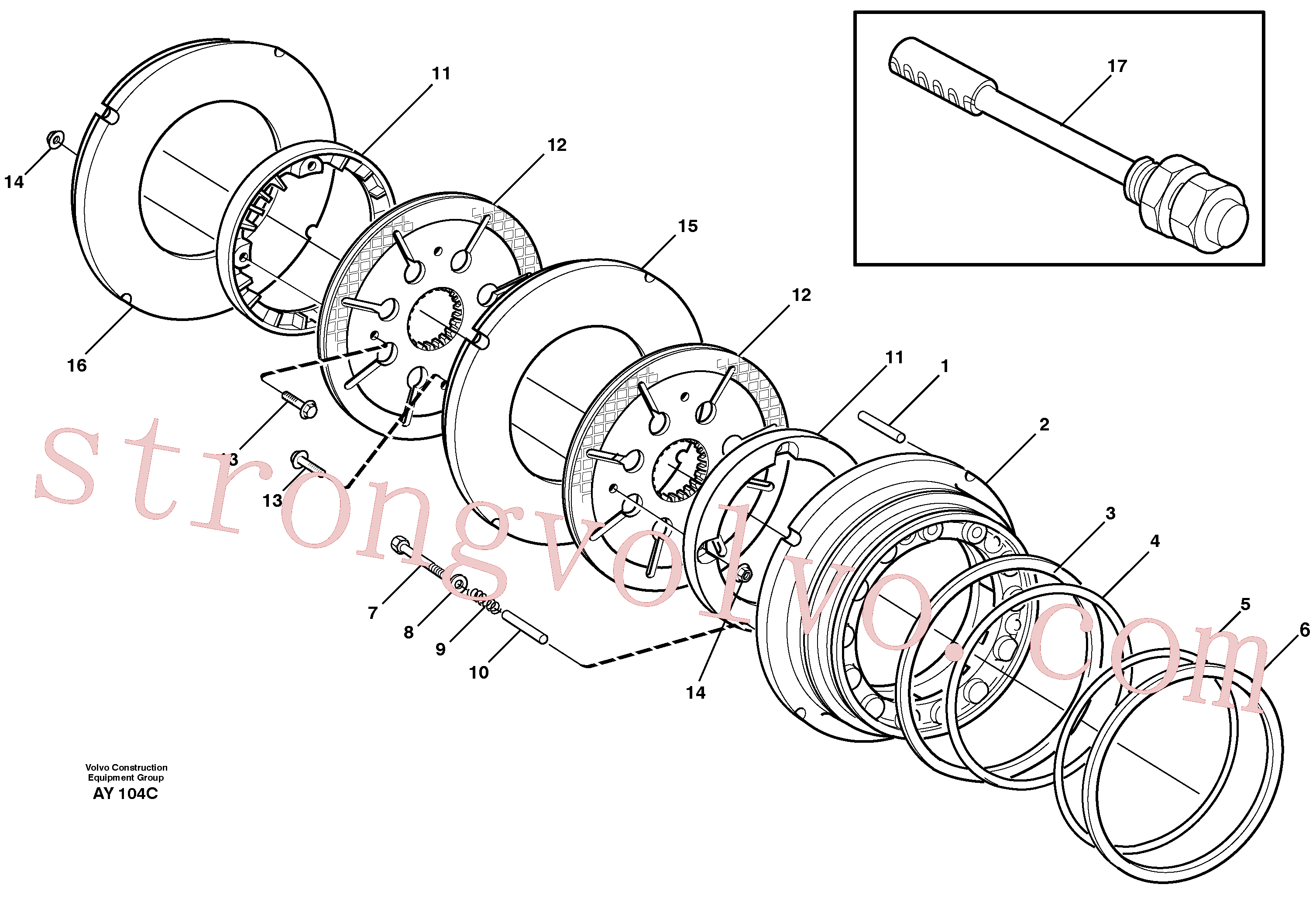 VOE11034995 Volvo Travão de disco, frente(AY104C Montagem)