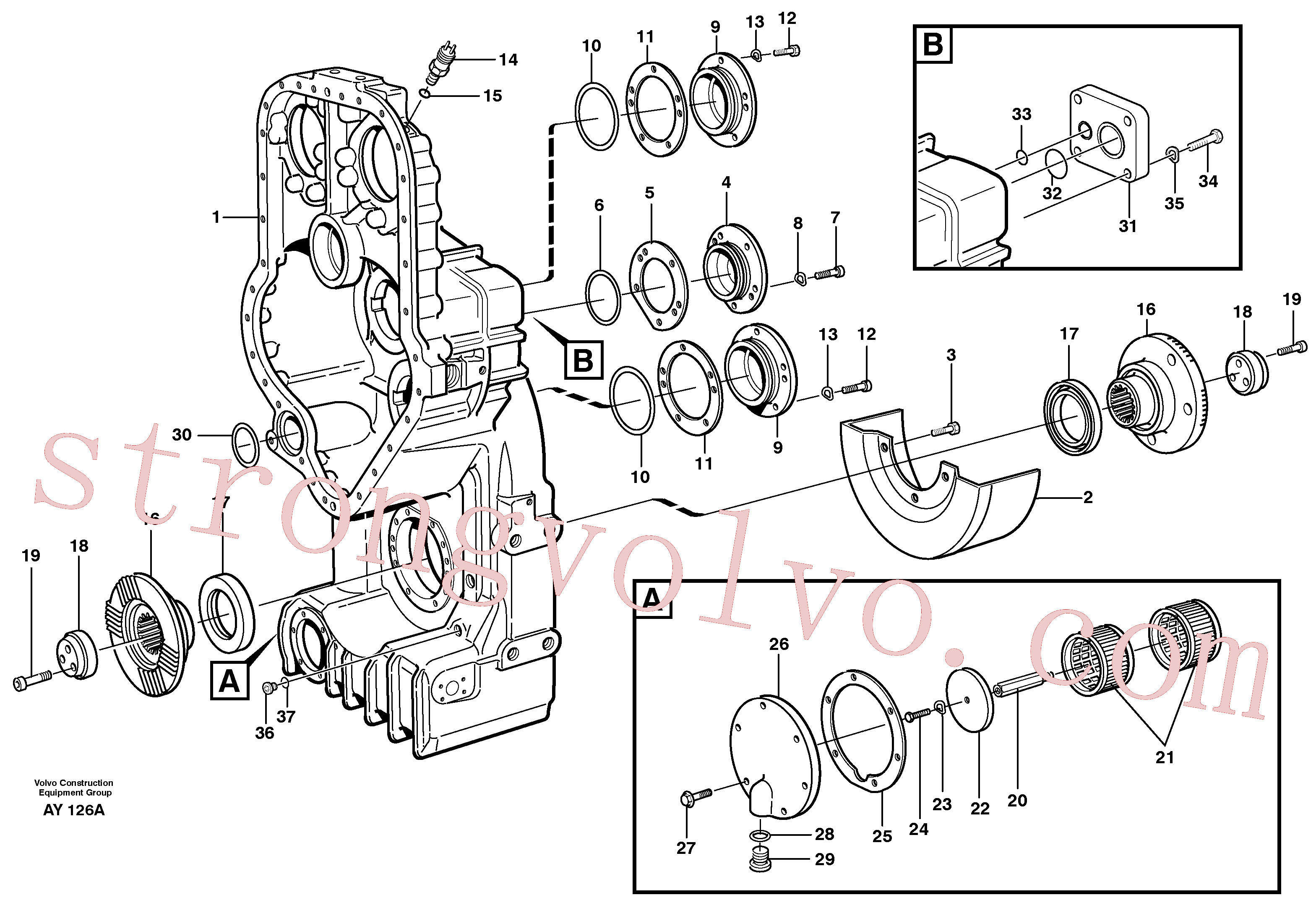 VOE11037587 Volvo Caixa de transferência, alojamento e coberturas(AY126A Montagem)