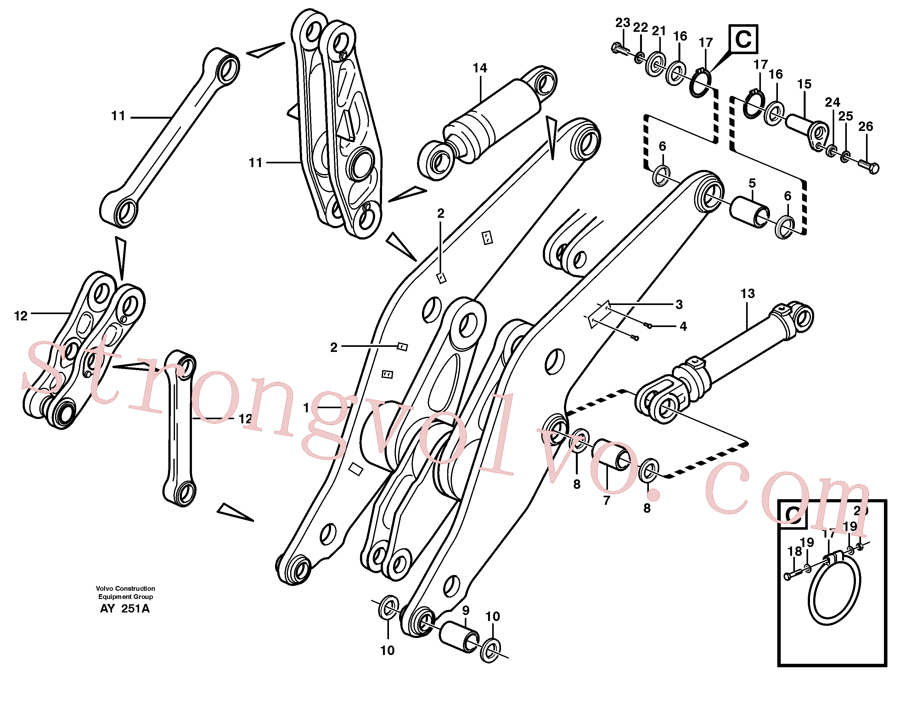 VOE14102813 Volvo Estrutura de elevação com peças de montagem(AY251A Montagem)