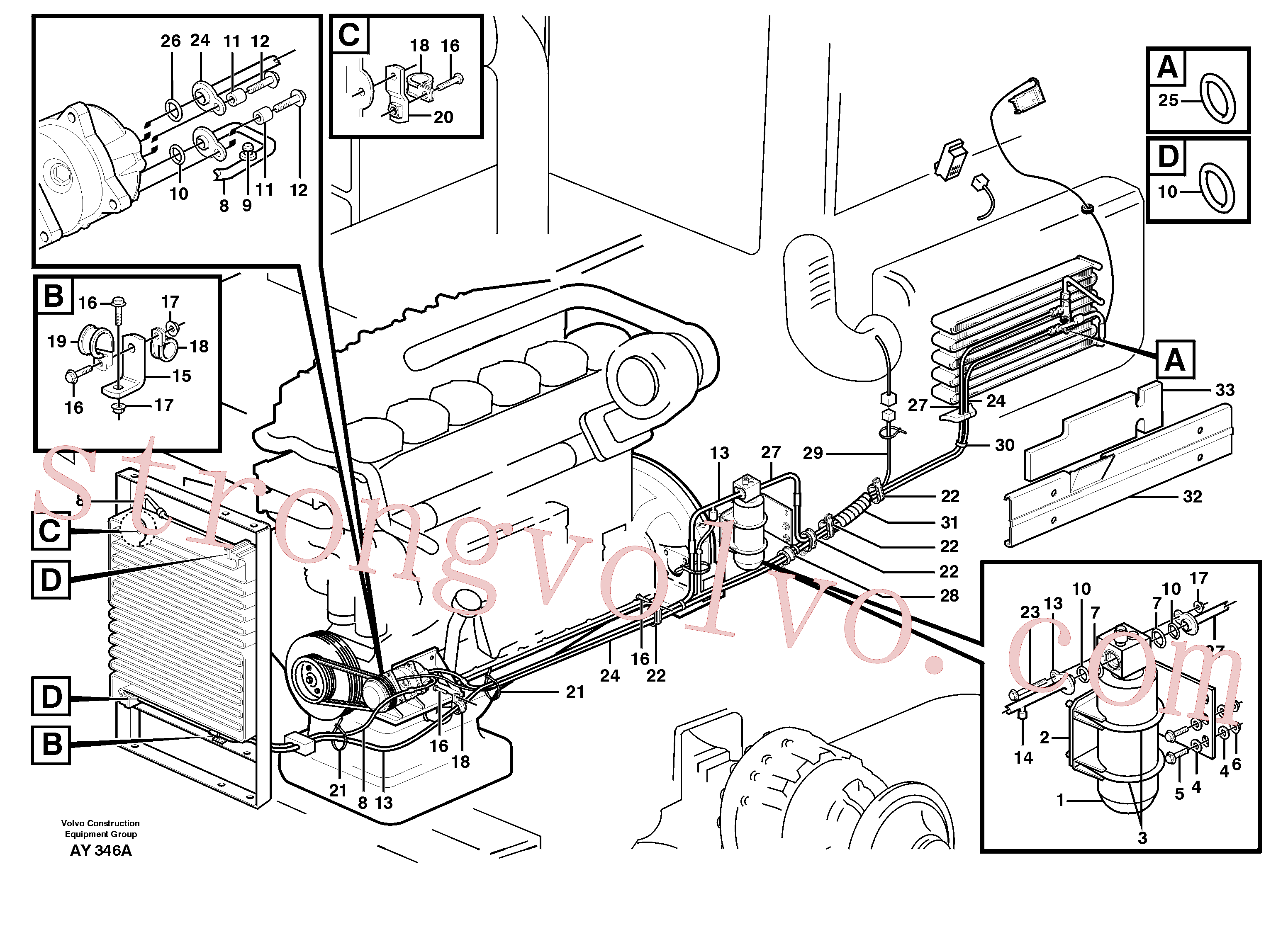 VOE4880647 Volvo Conjunto de mangueira: evaporador, receptor secador e condensador.(AY346A Montagem)