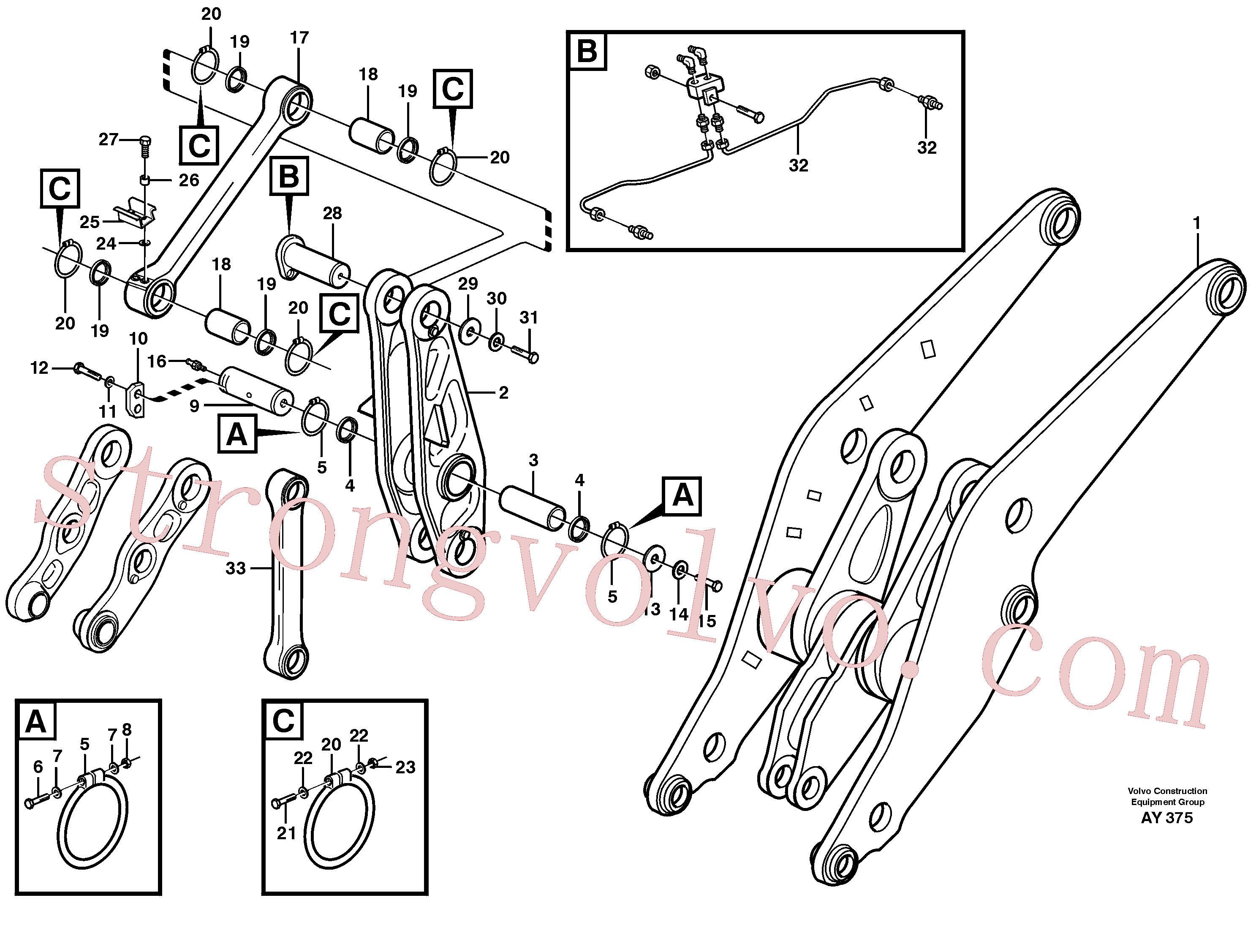 VOE14102813 Volvo Tirantes traseiros com peças de montagem(AY375 Montagem)