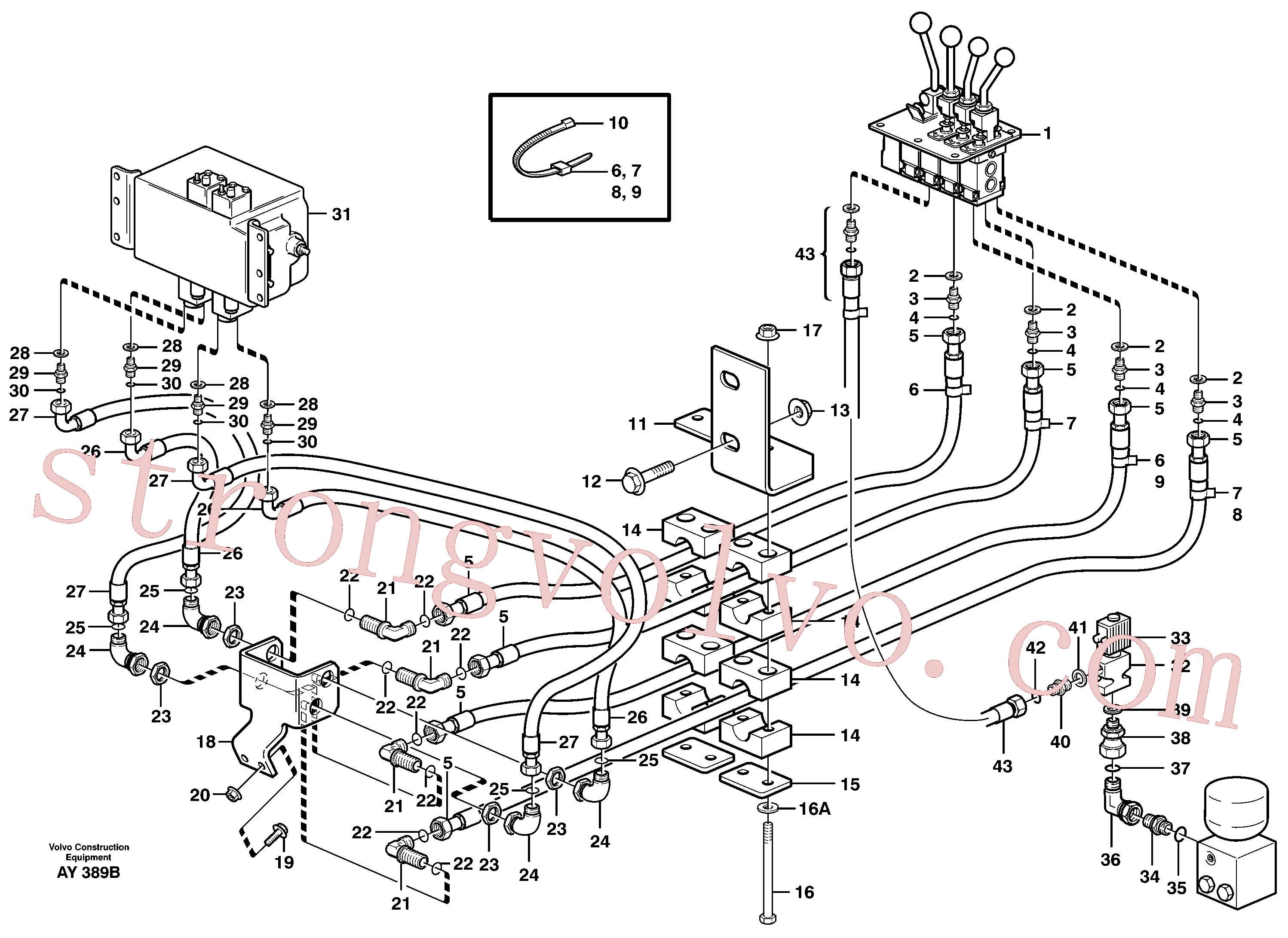 VOE11003047 Volvo Função servo hidráulica da 3ª e 4ª.(AY389B Montagem)