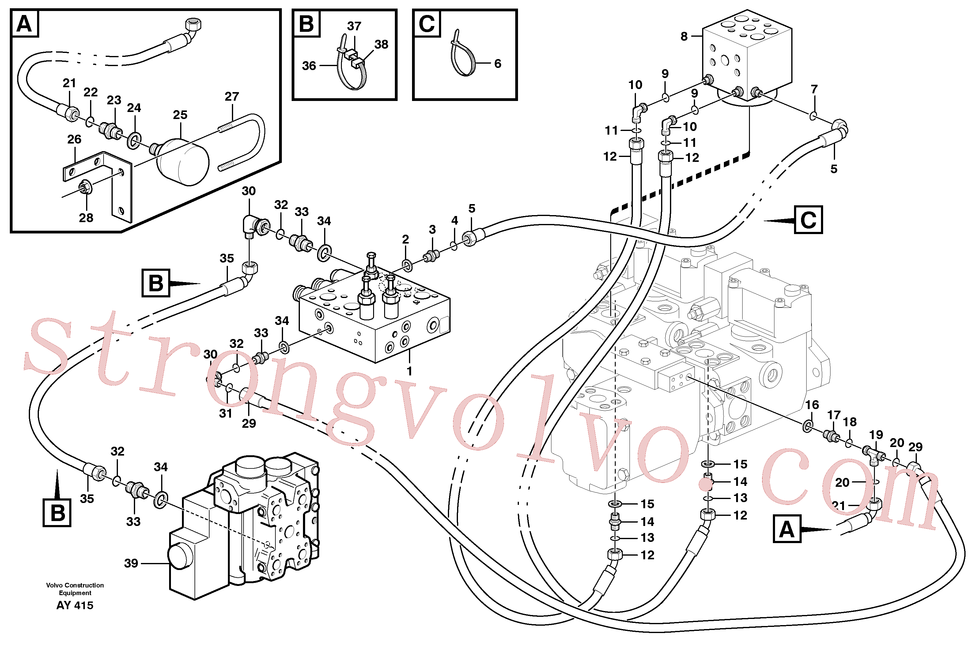 China Made VOE11163151 Acumulador Volvo Acessórios para escavadeira