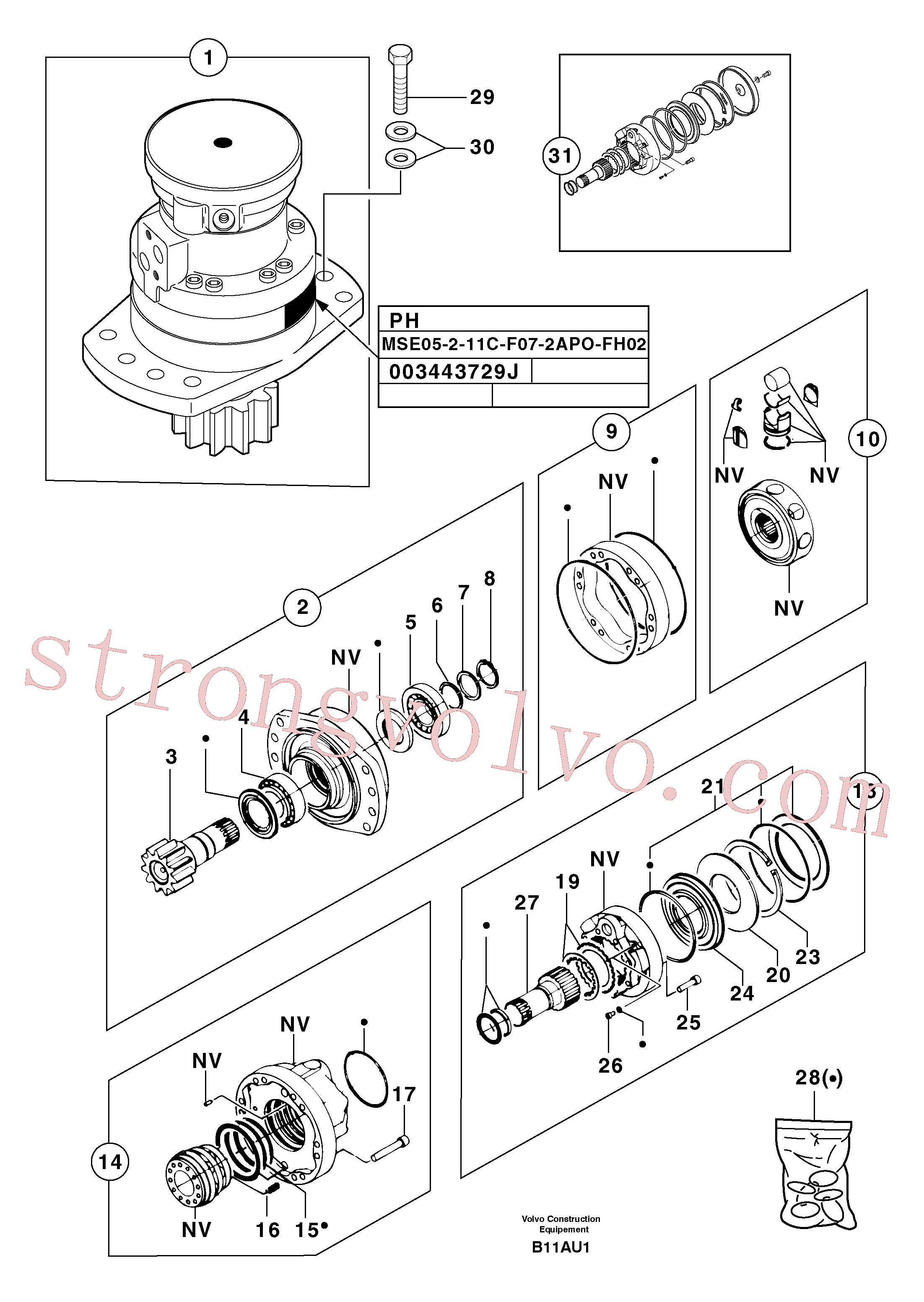 PJ7417766 Volvo Motor da engrenagem de rotação(B11AU1 Montagem)
