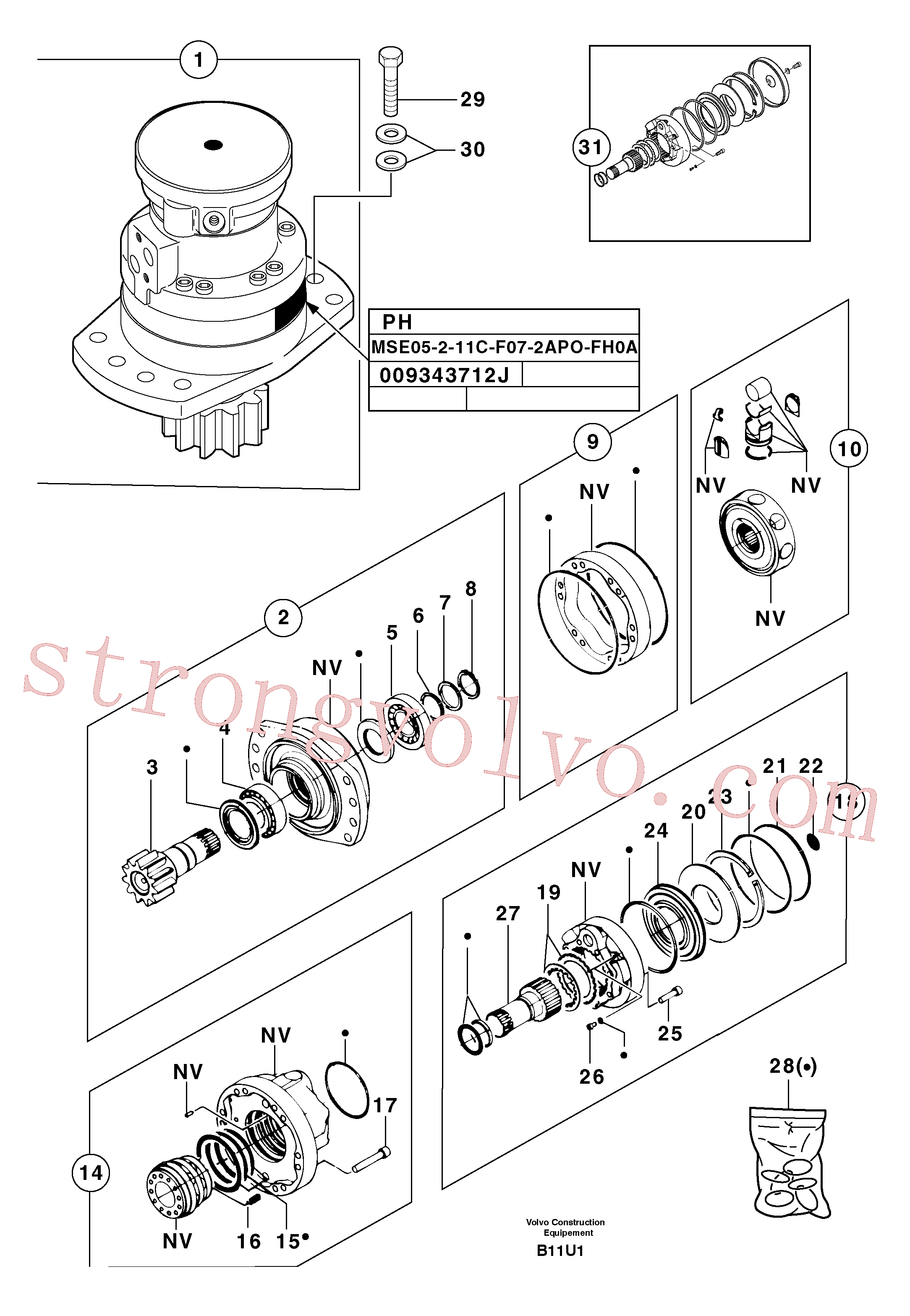 VOE14527087 Volvo Motor da engrenagem de rotação(B11U1 Montagem)
