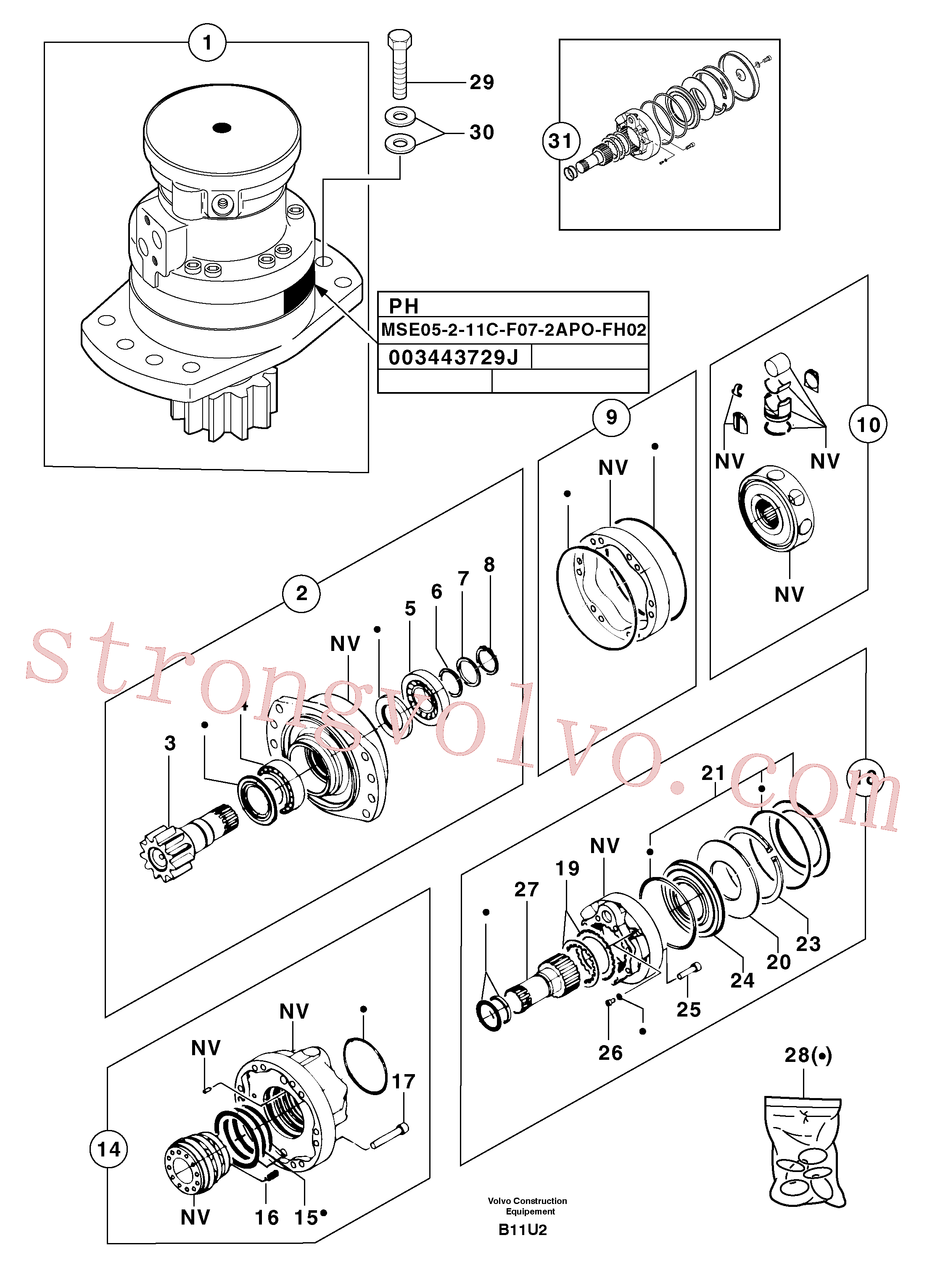 VOE14527087 Volvo Motor da engrenagem de rotação(B11U2 Montagem)