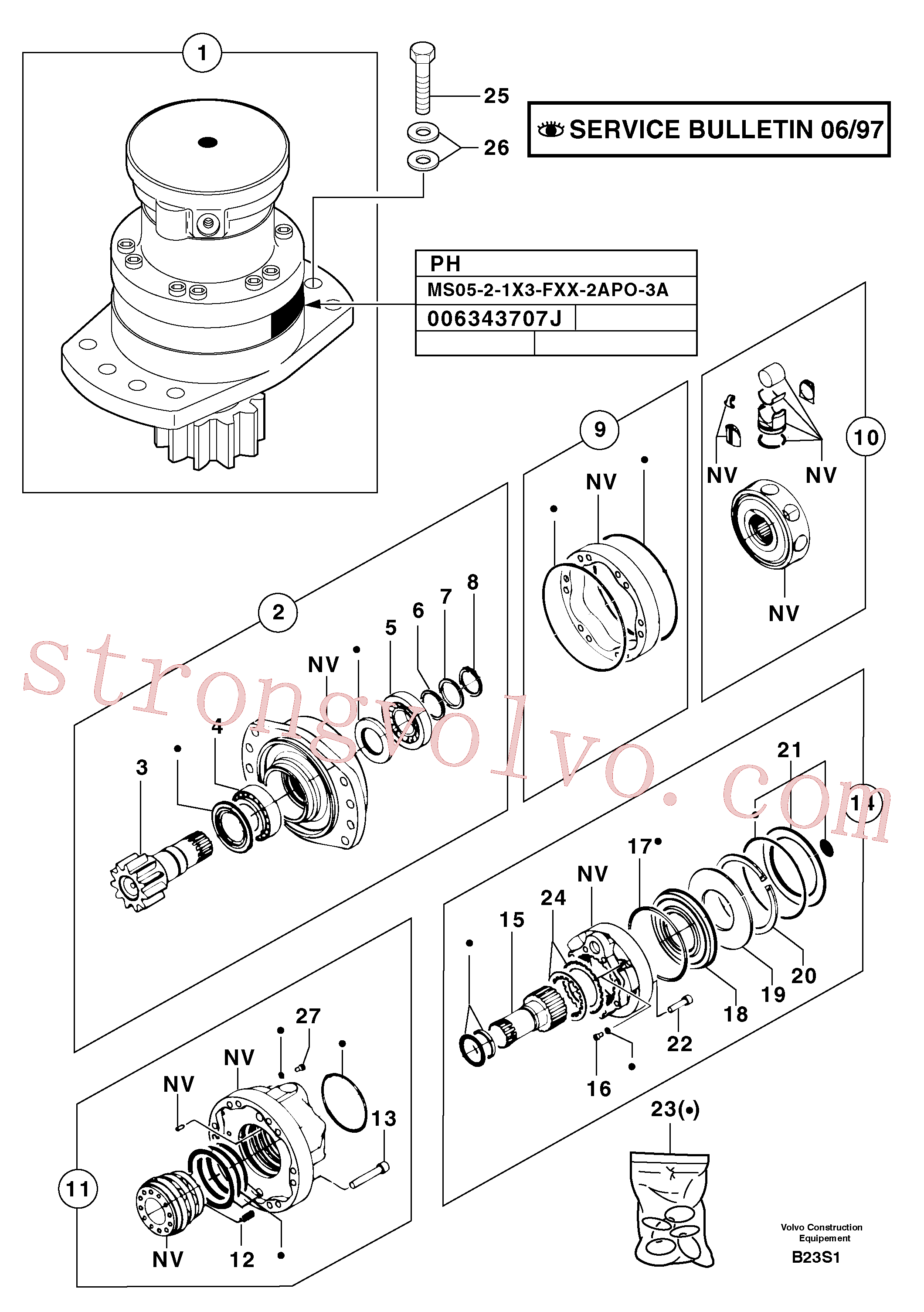 Volvo Montagem PJ4890095 Motor hidráulico Acessórios