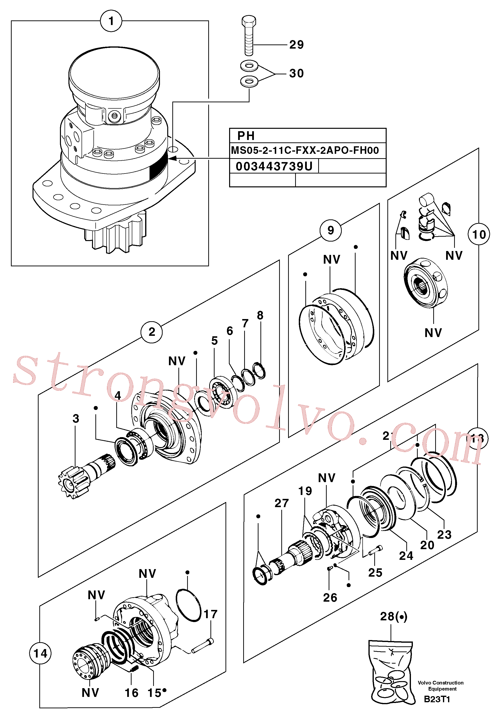 PJ7417000 Volvo Motor da engrenagem de rotação(B23T1 Montagem)