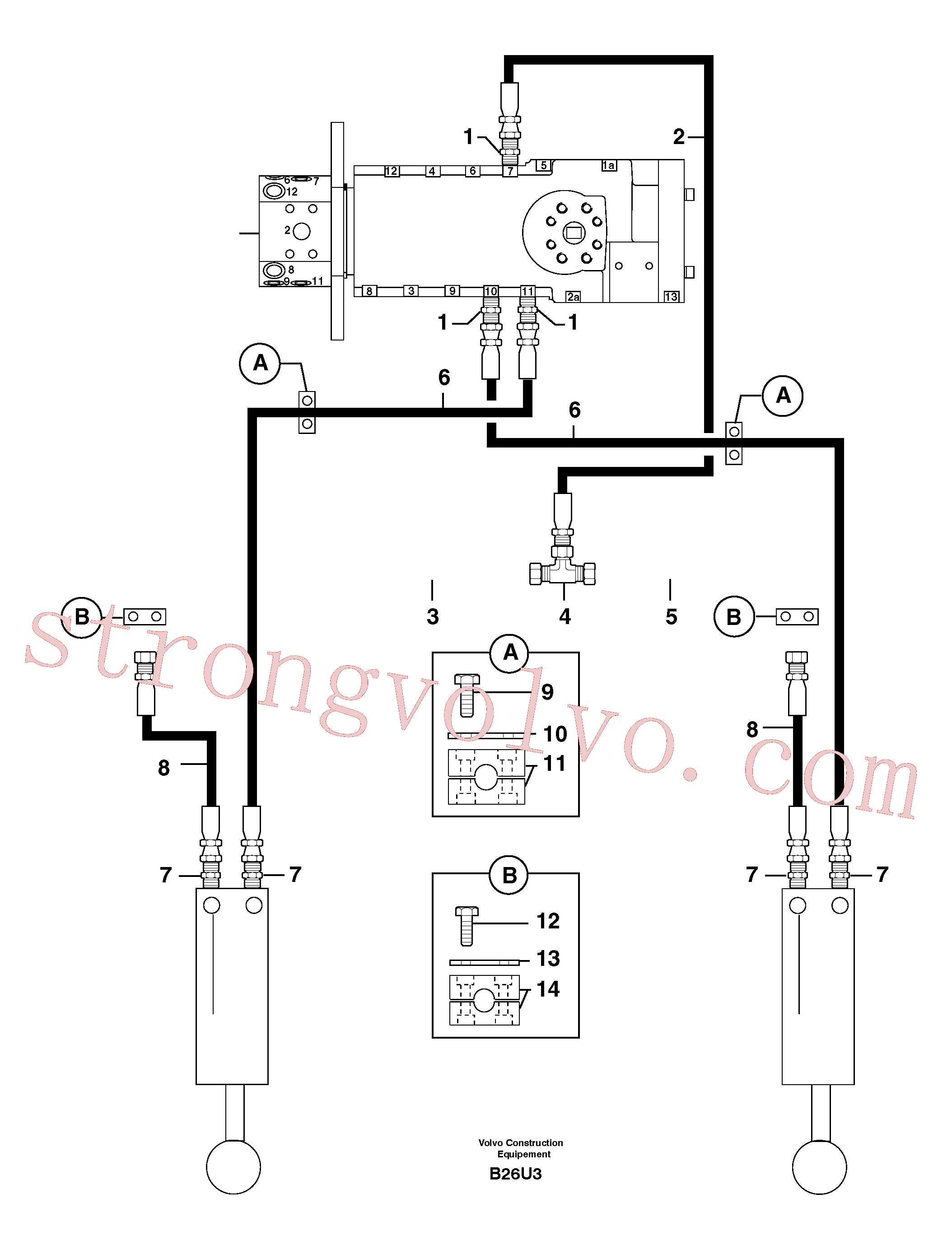 PJ4750156 Volvo Circuito hidráulico (lâmina de terraplanagem)(B26U3 Montagem)