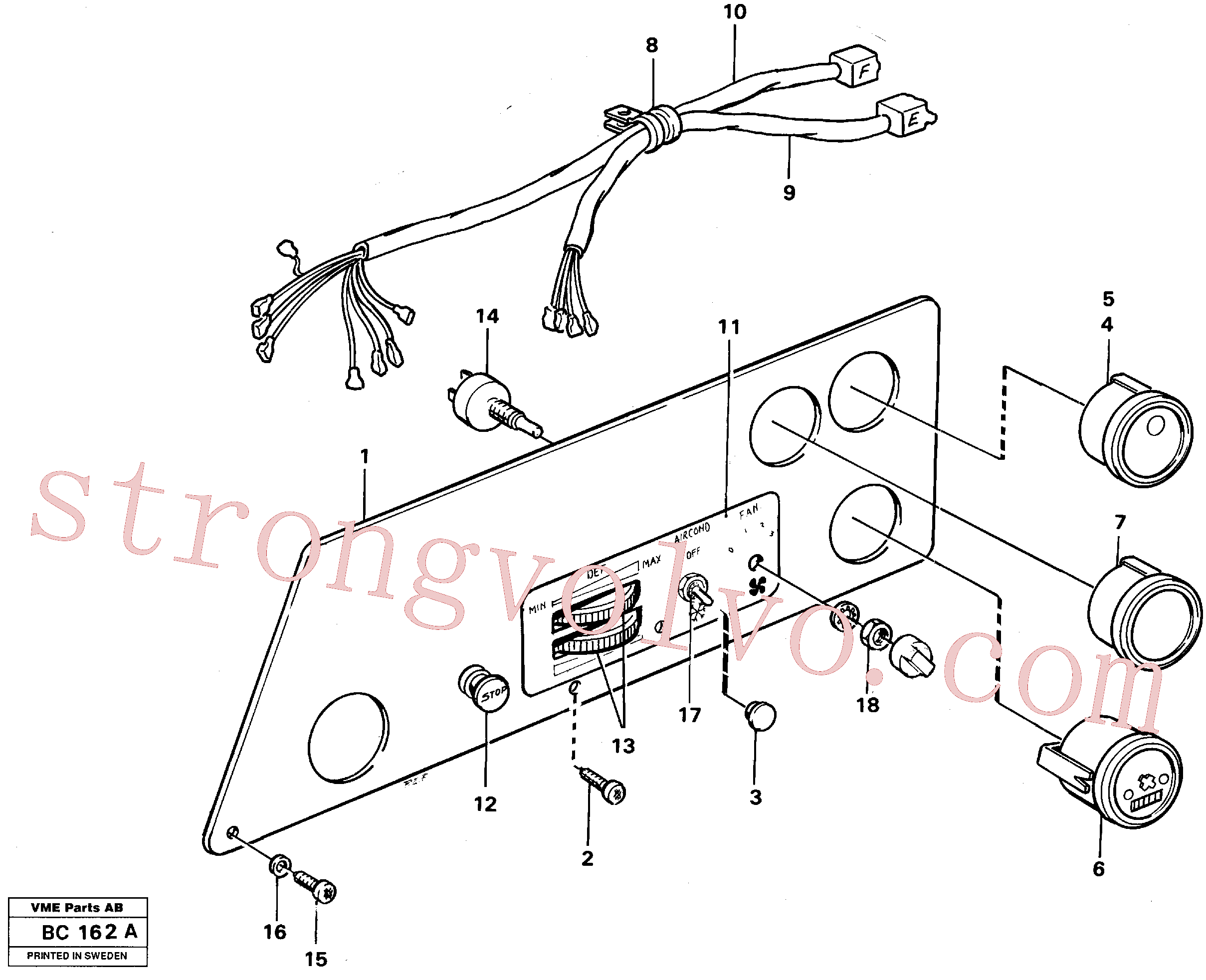 VOE4951928 Volvo Painel de instrumentos, esquerdo(BC162A Montagem)
