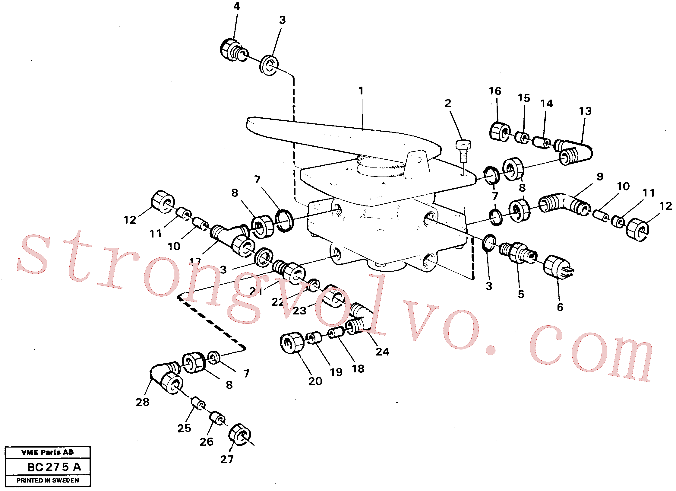 VOE7349487 Volvo Válvula do travão de pé com suportes(BC275A Montagem)