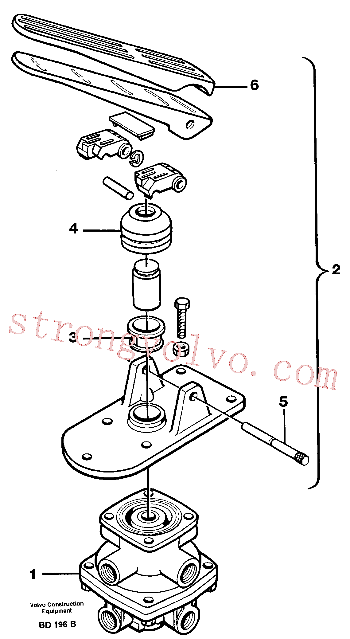 ZM2233430 Volvo Válvula do travão de pé, Pedal retardador(BD196B Montagem)
