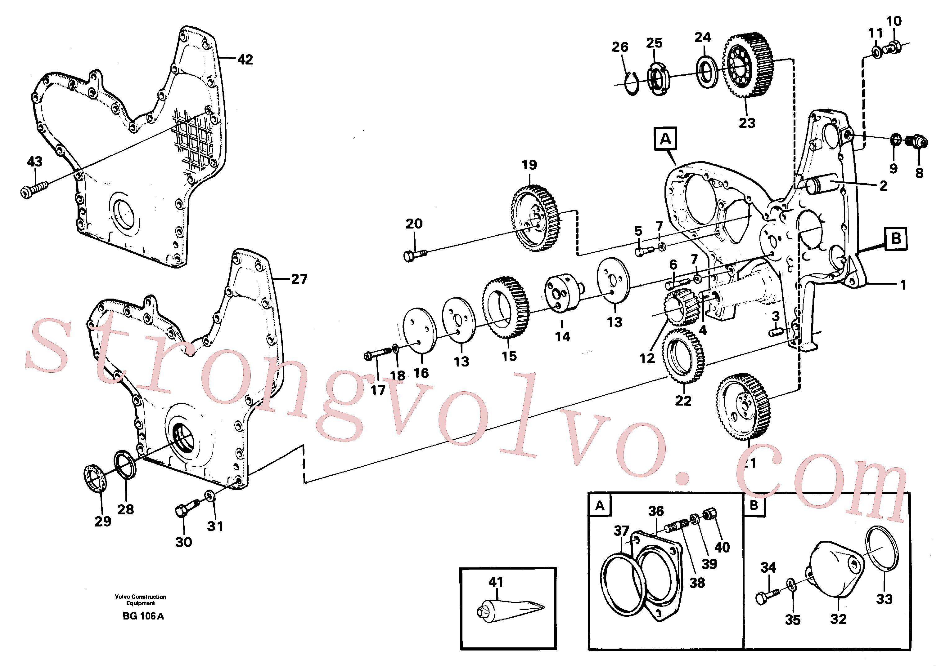 VOE947625 Volvo Carretos e caixa da engrenagem de distribuição(BG106A Montagem)