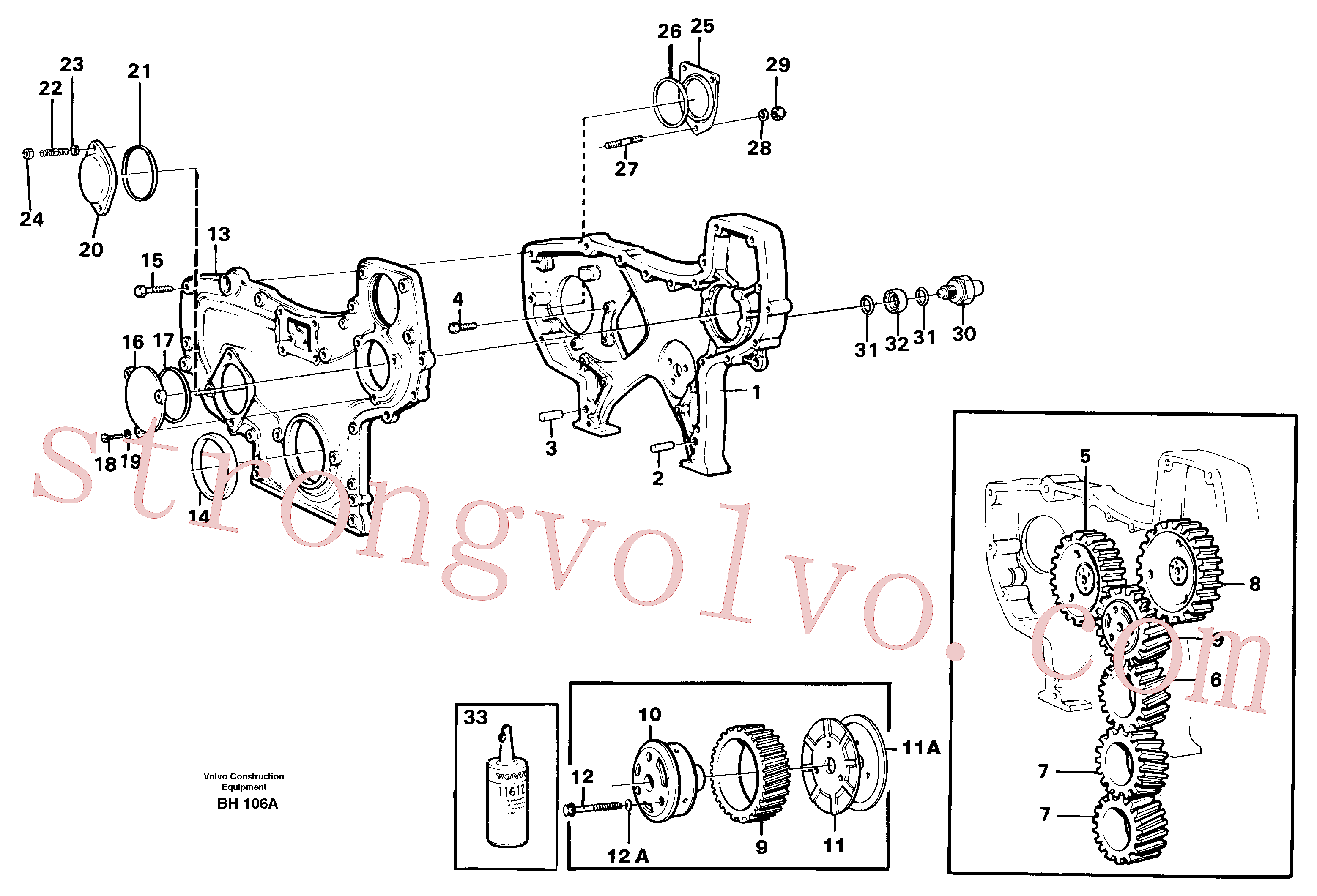 VOE925094 Volvo Caixa da engrenagem de distribuição(BH106A Montagem)