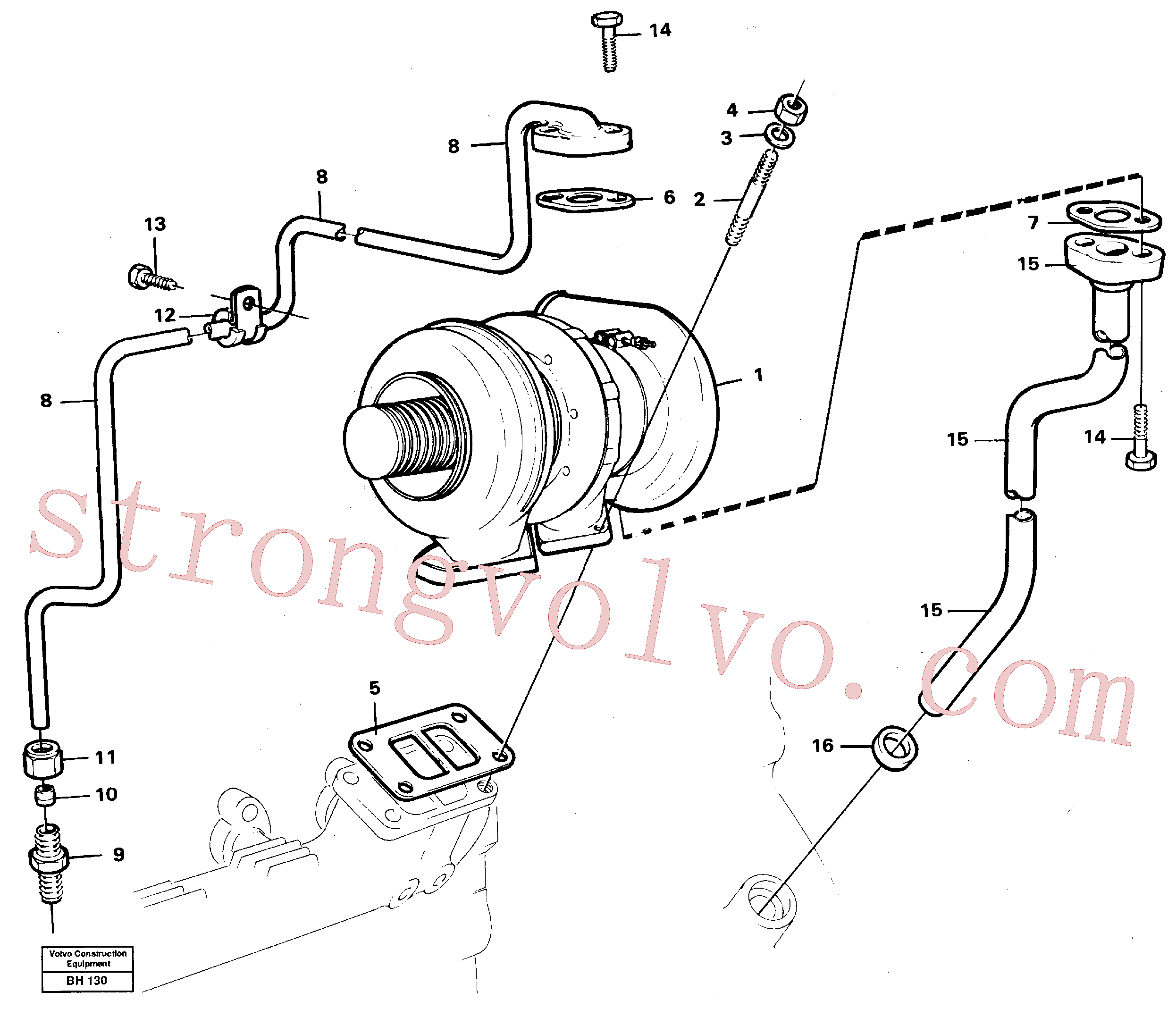 VOE956984 Volvo Turbocompressor com acessórios(BH130 Montagem)