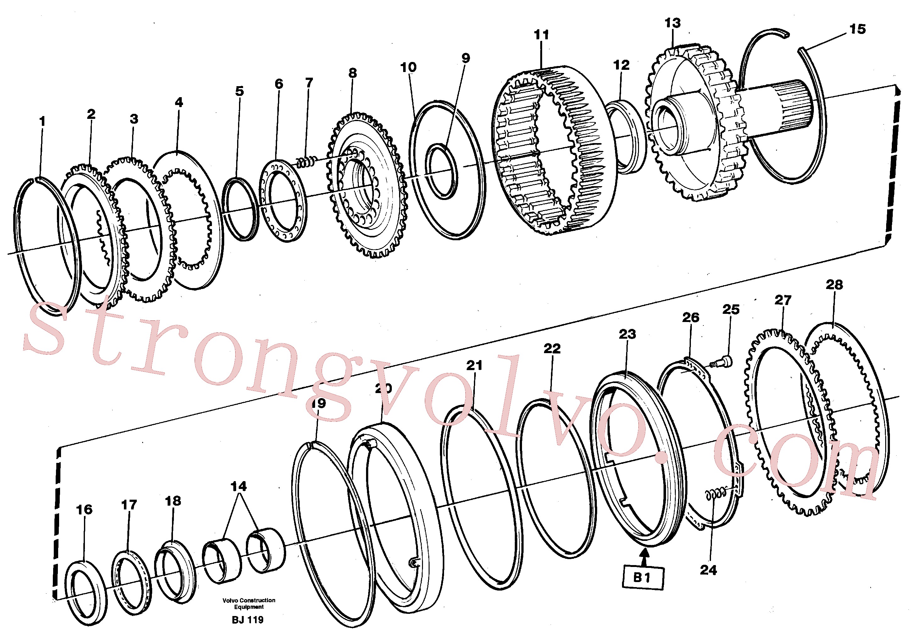 VOE1650609 Volvo Embraiagem e travão(BJ119 Montagem)