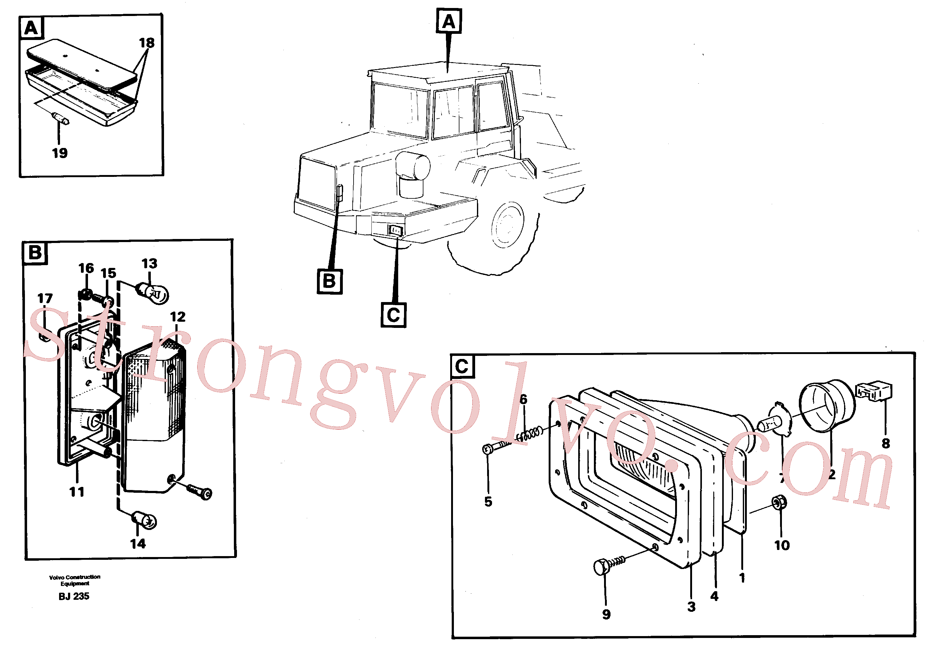 VOE13956066 Volvo Iluminação, dianteira(BJ235 Montagem)