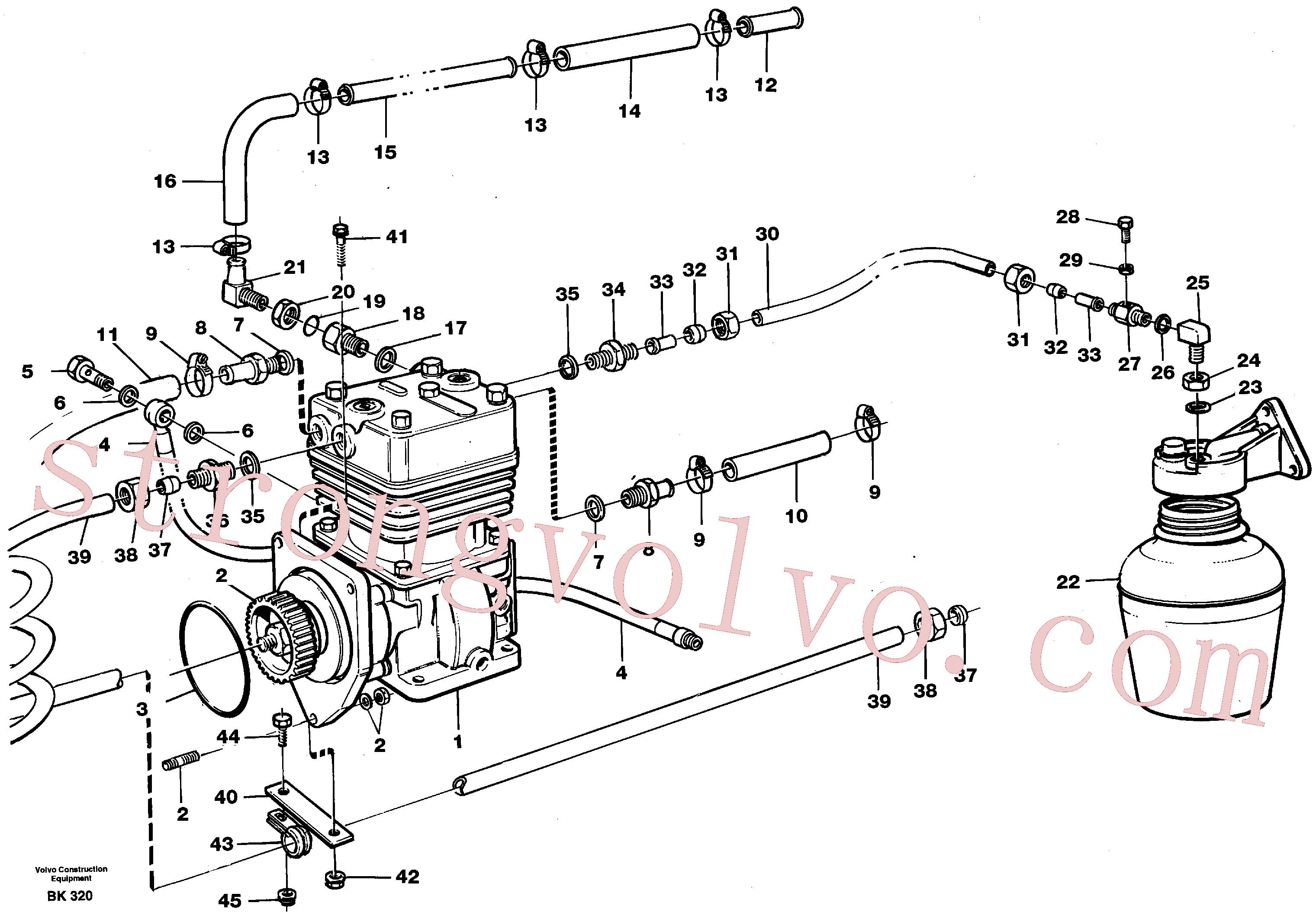 VOE945892 Volvo Compressor de ar com acessórios(BK320 Montagem)