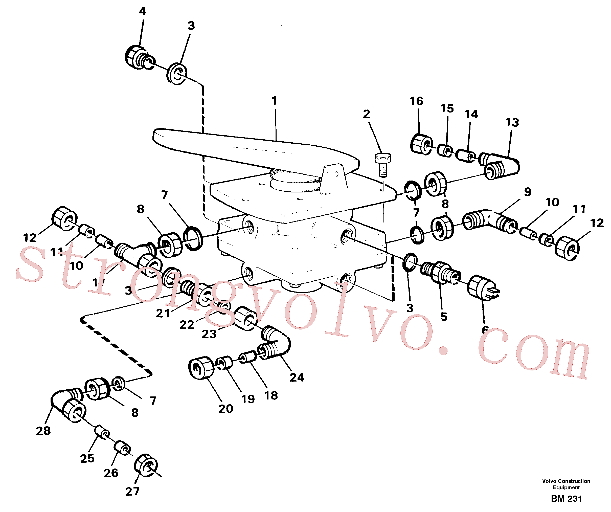 VOE946087 Volvo Válvula do travão de pé com suportes(BM231 Montagem)