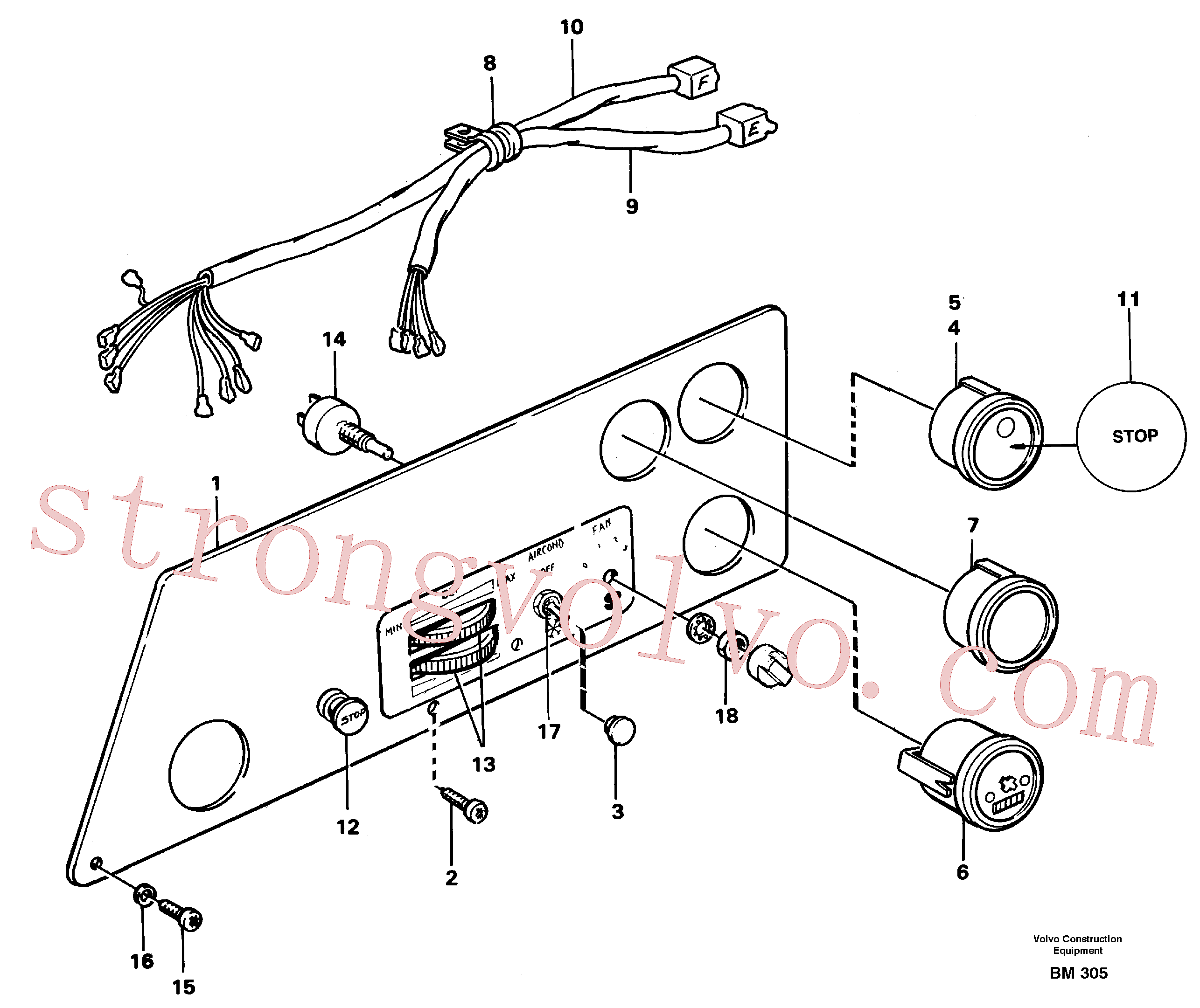 VOE4951928 Volvo Painel de instrumentos, esquerdo(BM305 Montagem)