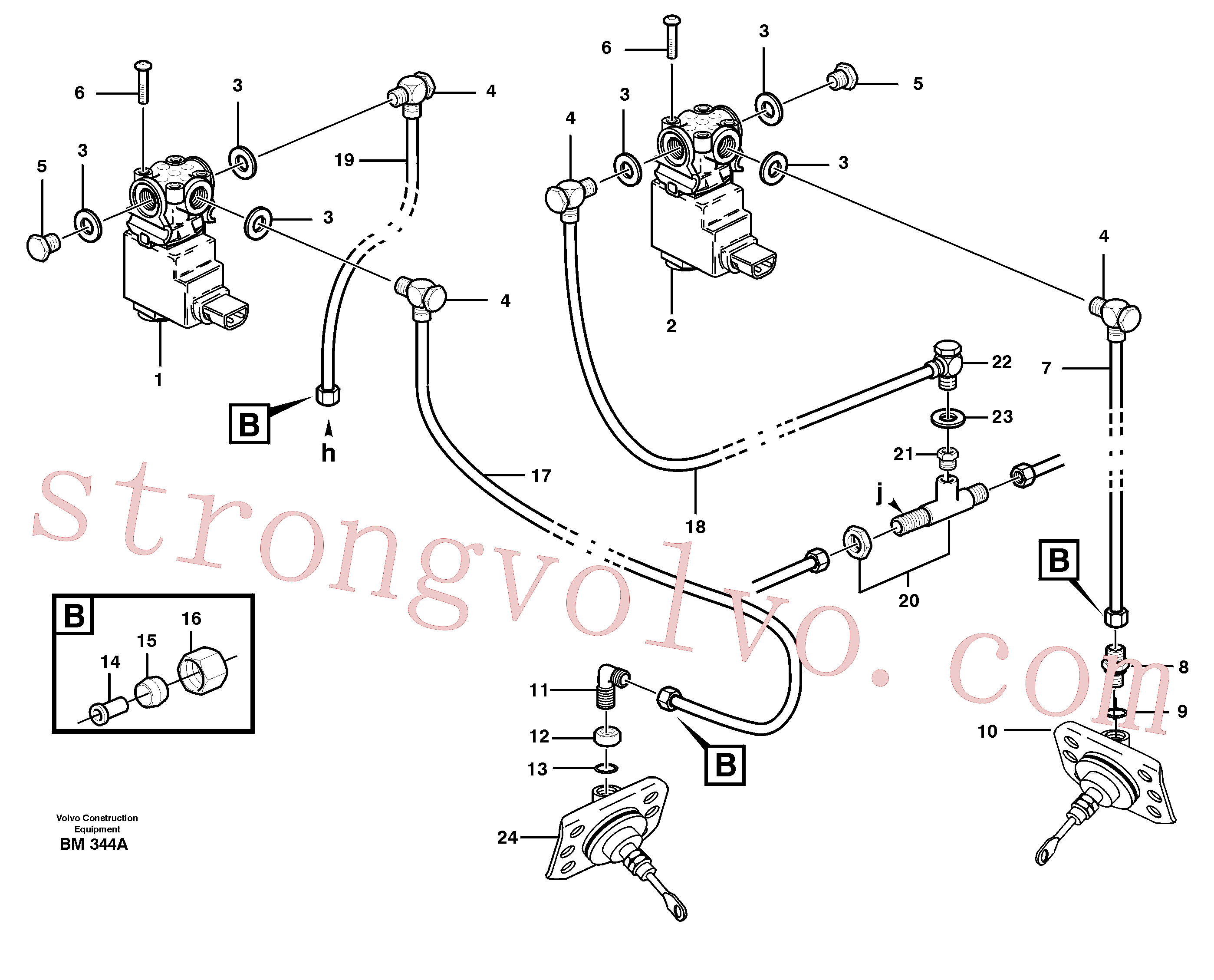 VOE13945901 Volvo Sistema pneumático, bloqueio do diferencial, cabina(BM344A Montagem)