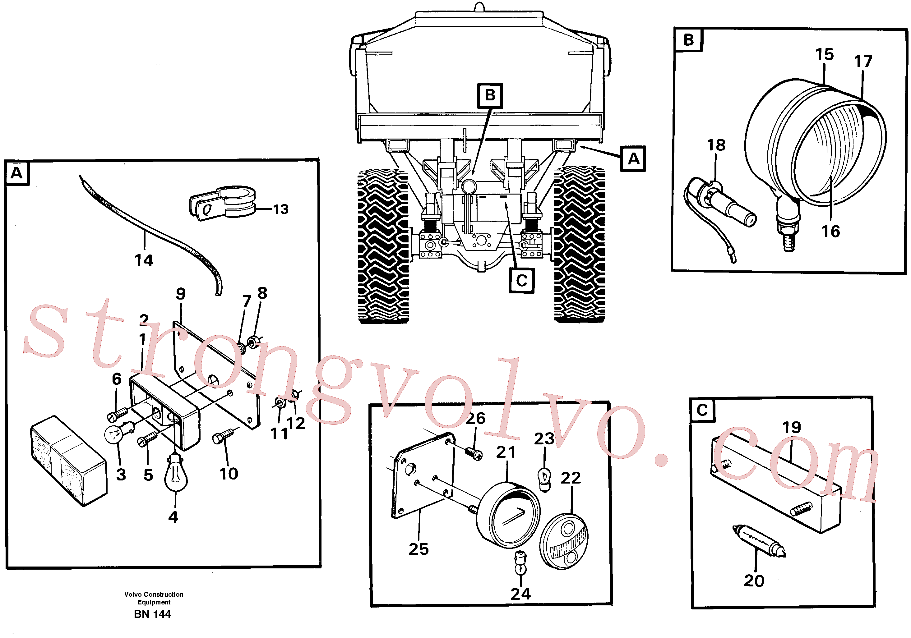 VOE952625 Volvo Iluminação traseira(BN144 Montagem)