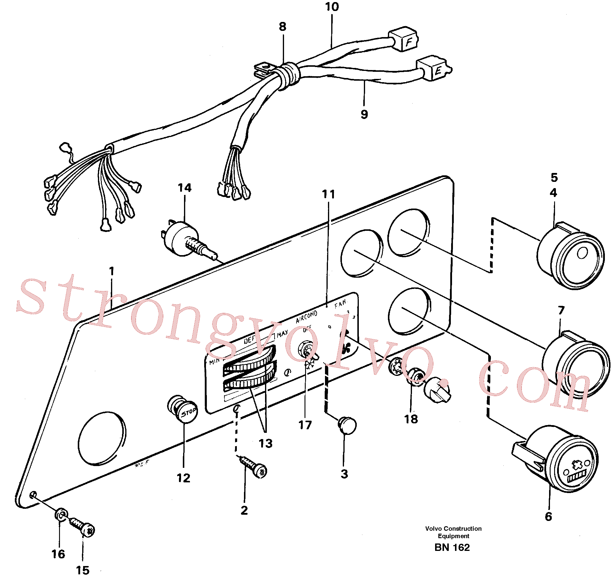 VOE4951928 Volvo Painel de instrumentos, esquerdo(BN162 Montagem)