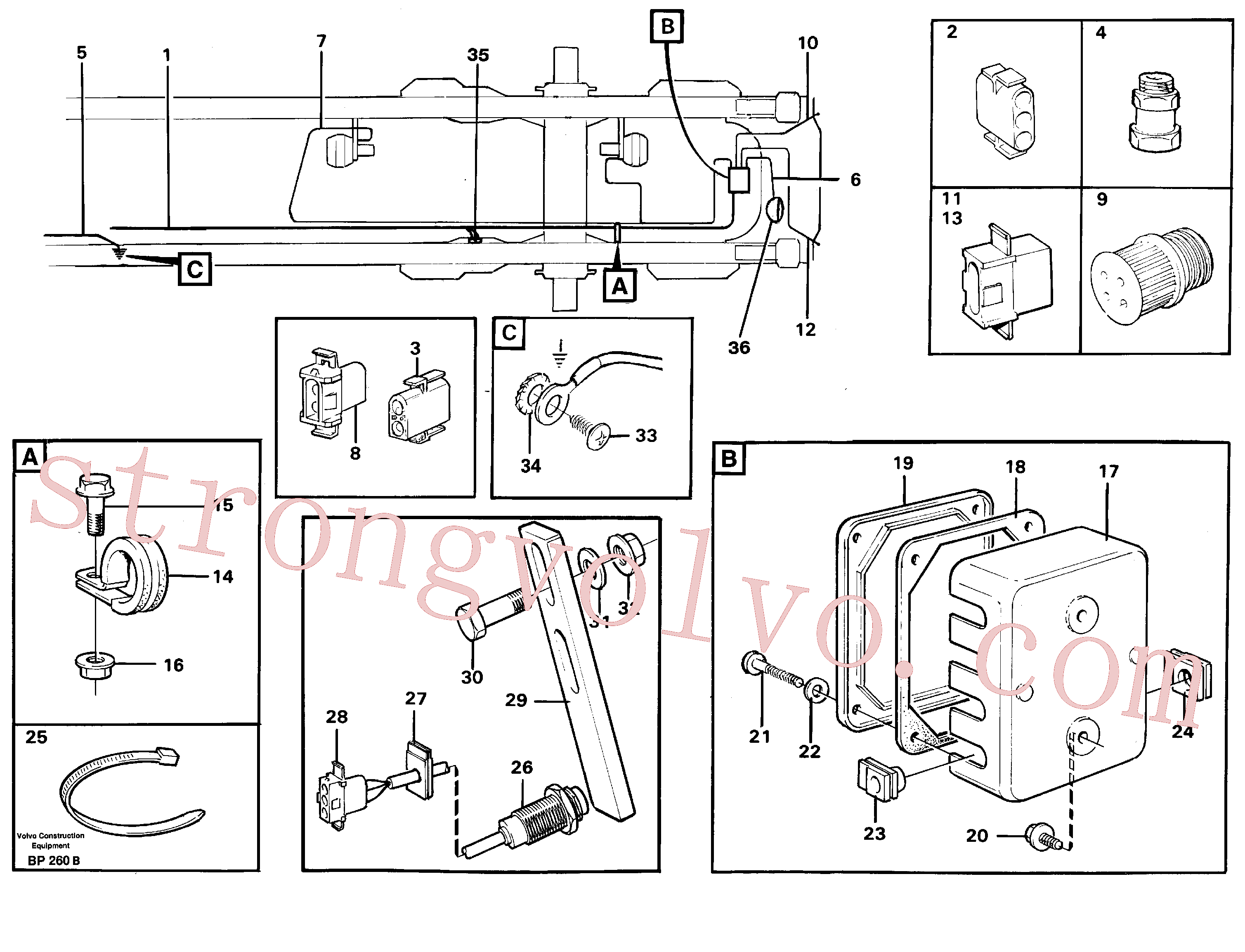 VOE948297 Volvo Cablagem, traseira(BP260B Montagem)