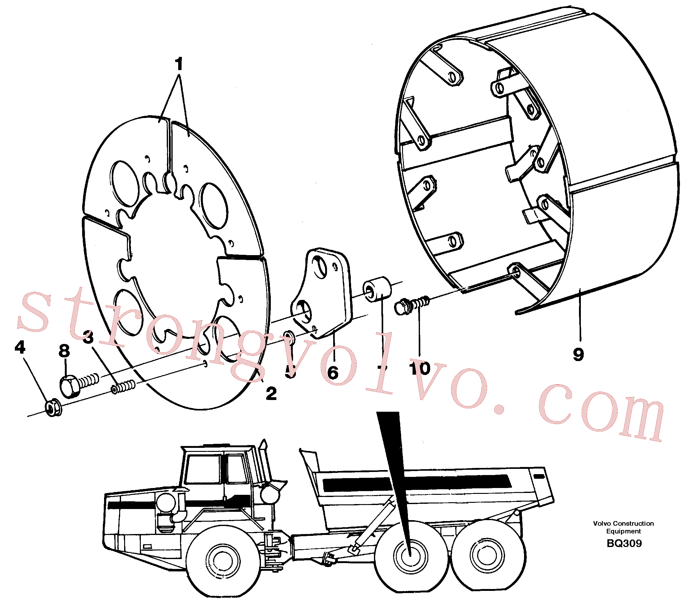 VOE955410 Volvo Resguardo de travões(BQ309 Montagem)